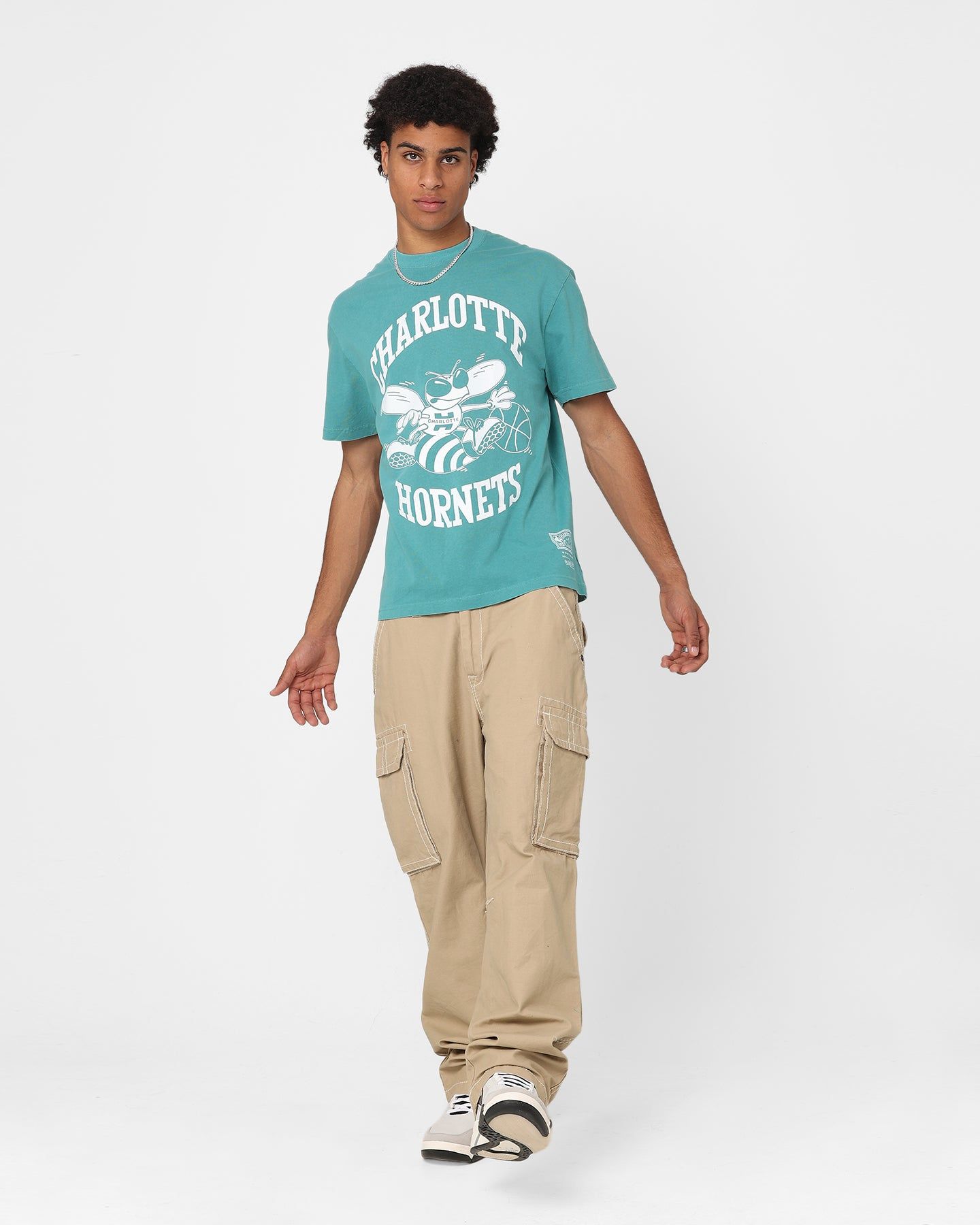 Mitchell & Ness Charlotte Hornets XL Logo One Colour T-Shirt Faded Teal sold by Culture Kings product image thumbnail 2