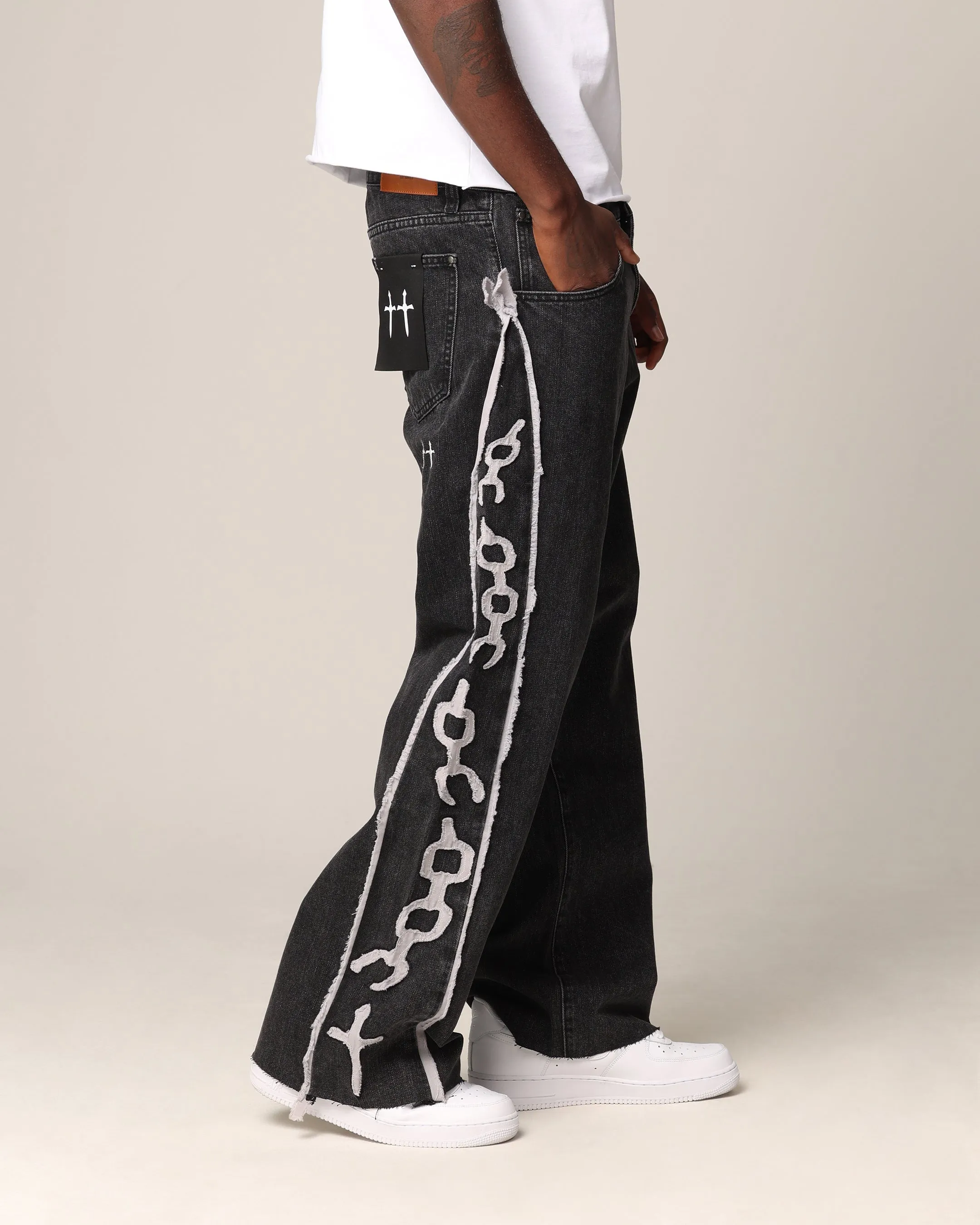 Saint Morta Holy Ghost Flared Jeans Black Wash sold by Culture Kings product image thumbnail 5