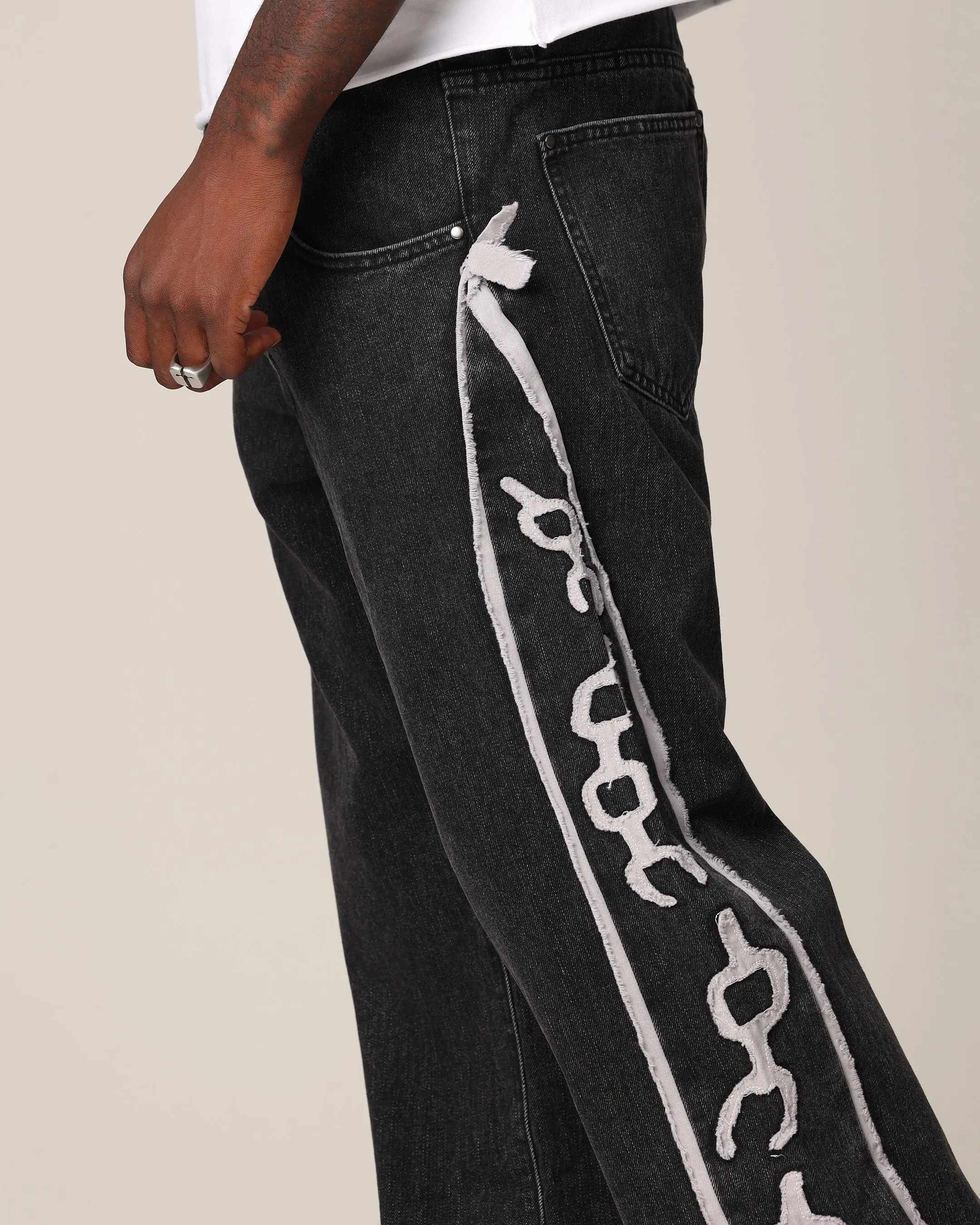 Saint Morta Holy Ghost Flared Jeans Black Wash sold by Culture Kings product image thumbnail 3