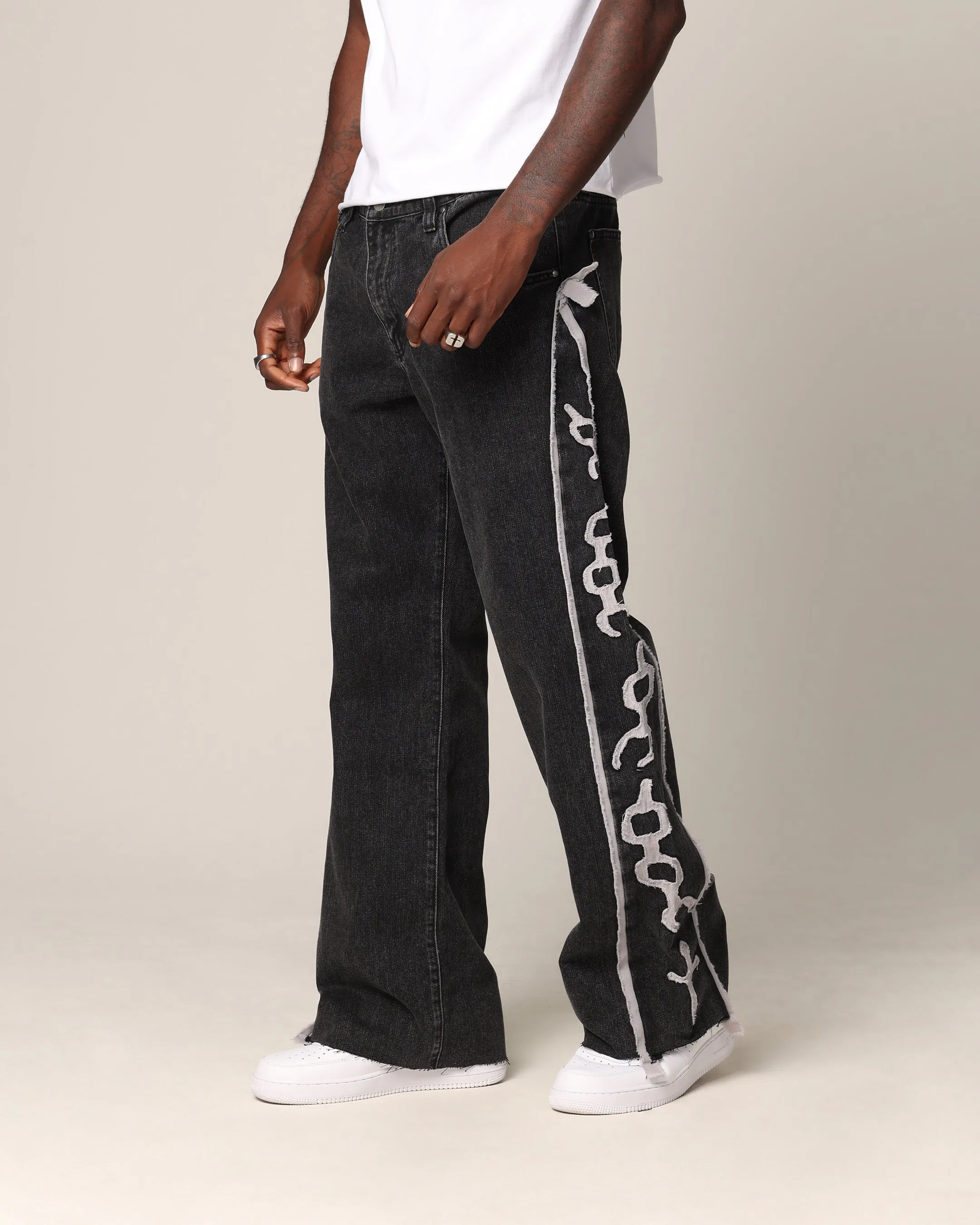 Saint Morta Holy Ghost Flared Jeans Black Wash sold by Culture Kings