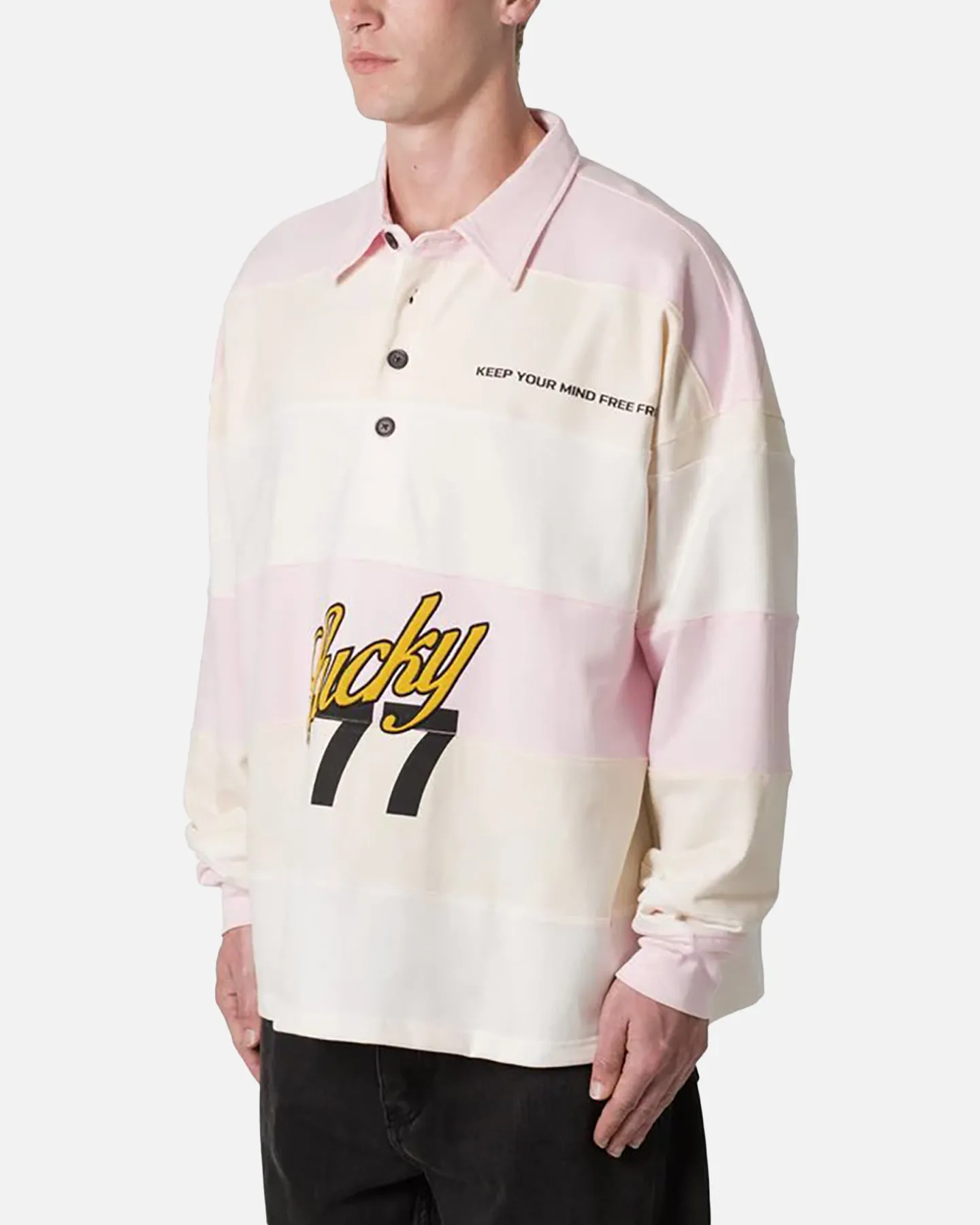 MNML 777 Lucky Striped Polo Shirt Peach sold by Culture Kings product image thumbnail 2