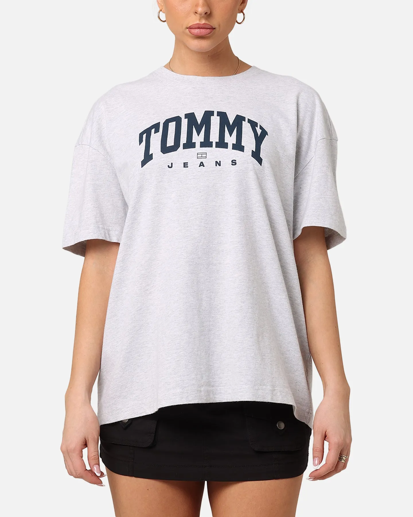Tommy Jeans Women's TJW Oversized Varsity 1 T-Shirt Silver Grey Heather sold by Culture Kings