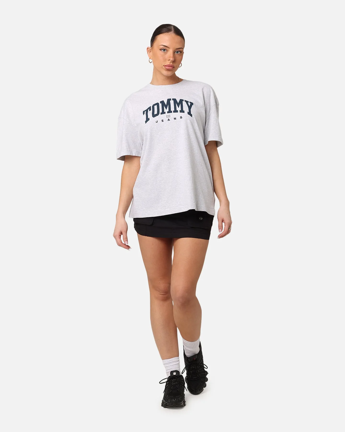 Tommy Jeans Women's TJW Oversized Varsity 1 T-Shirt Silver Grey Heather sold by Culture Kings product image thumbnail 2