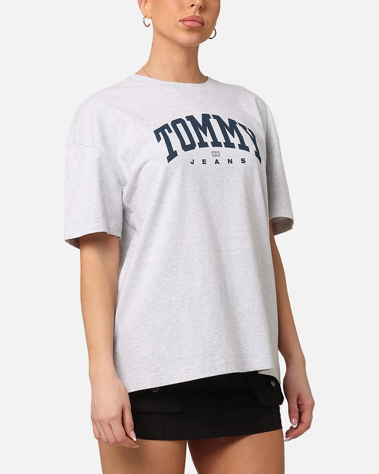Tommy Jeans Women's TJW Oversized Varsity 1 T-Shirt Silver Grey Heather sold by Culture Kings product image thumbnail 4