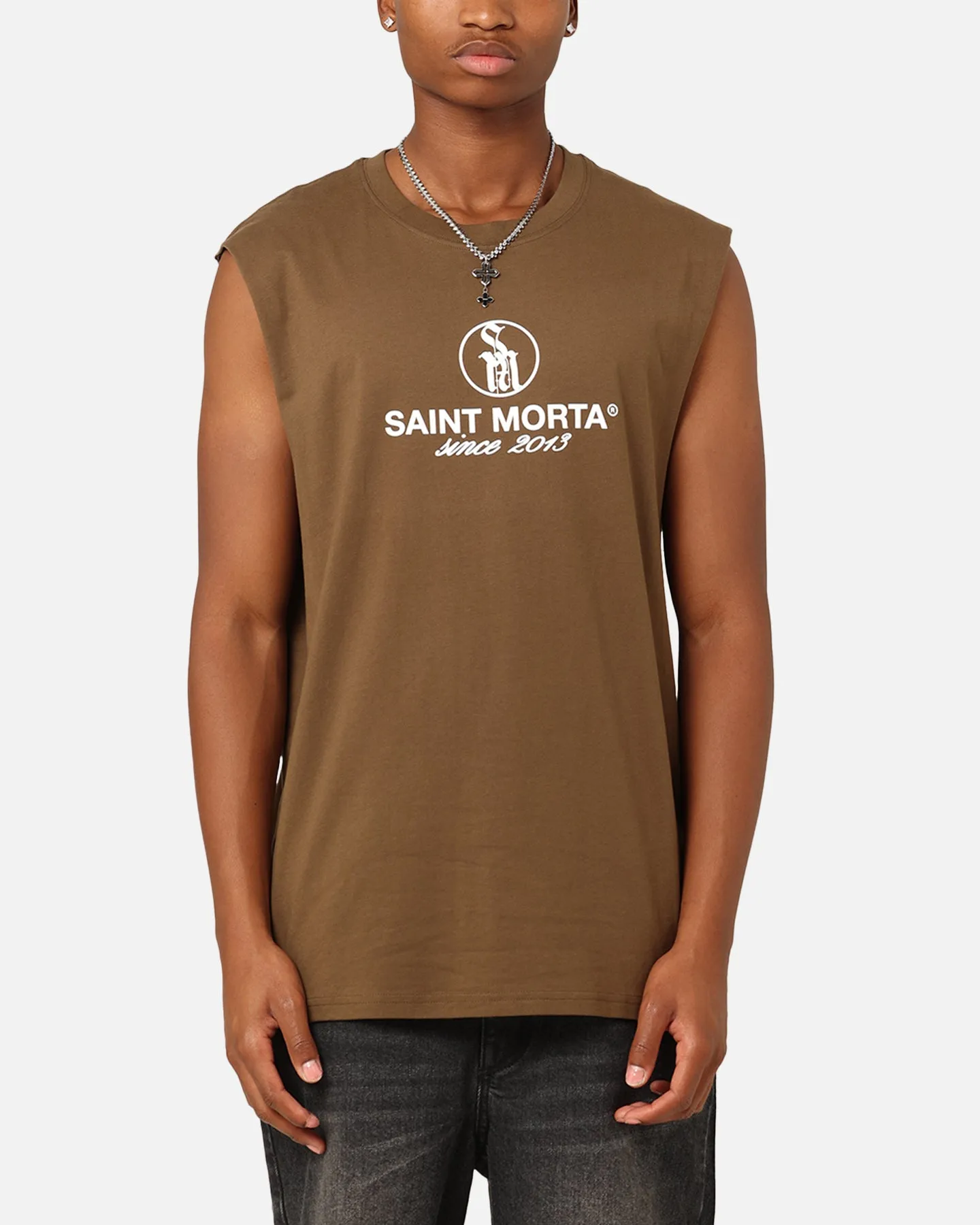 Saint Morta Emblem Muscle T-Shirt Army Green sold by Culture Kings