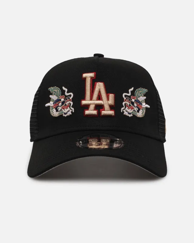 New Era Los Angeles Dodgers 'Dragon Collection 2.0' 9FORTY A-Frame Trucker Snapback Black sold by Culture Kings