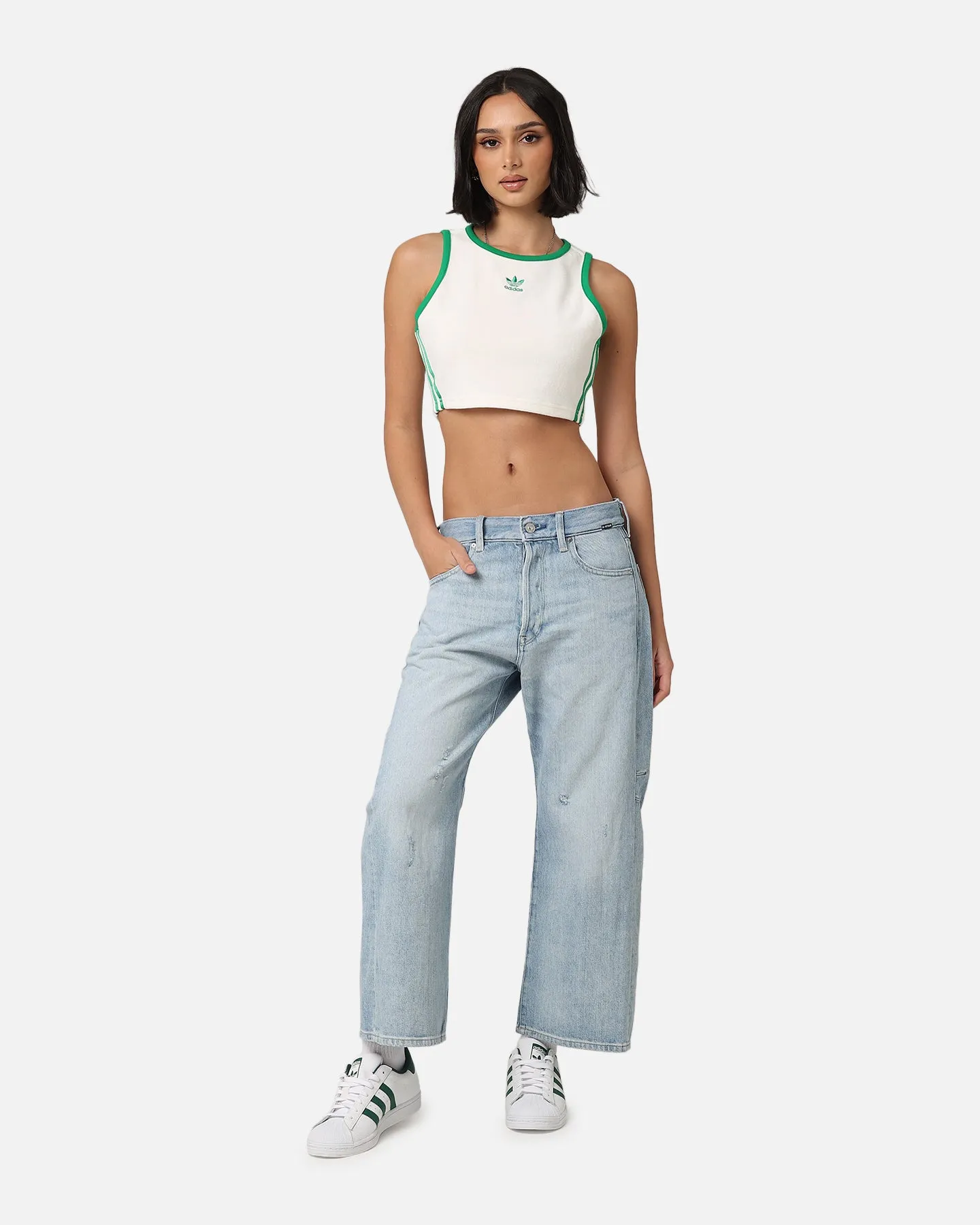 Adidas Women's Terry Cropped Tank Top Off White sold by Culture Kings product image thumbnail 2