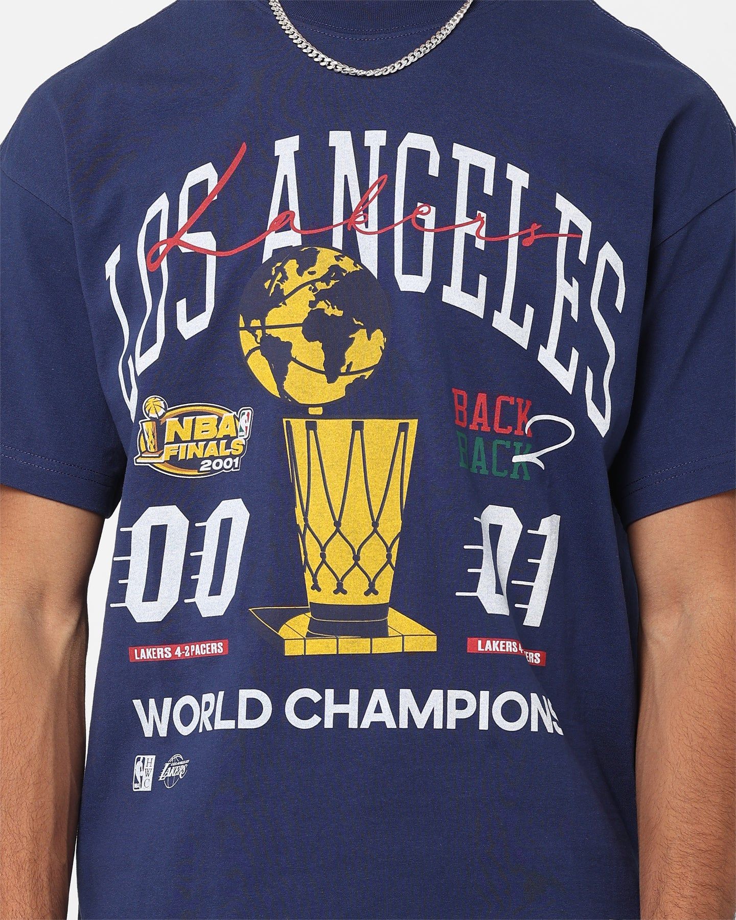 Mitchell & Ness Los Angeles Lakers Globe Champion T-Shirt Midnight Navy sold by Culture Kings product image thumbnail 3