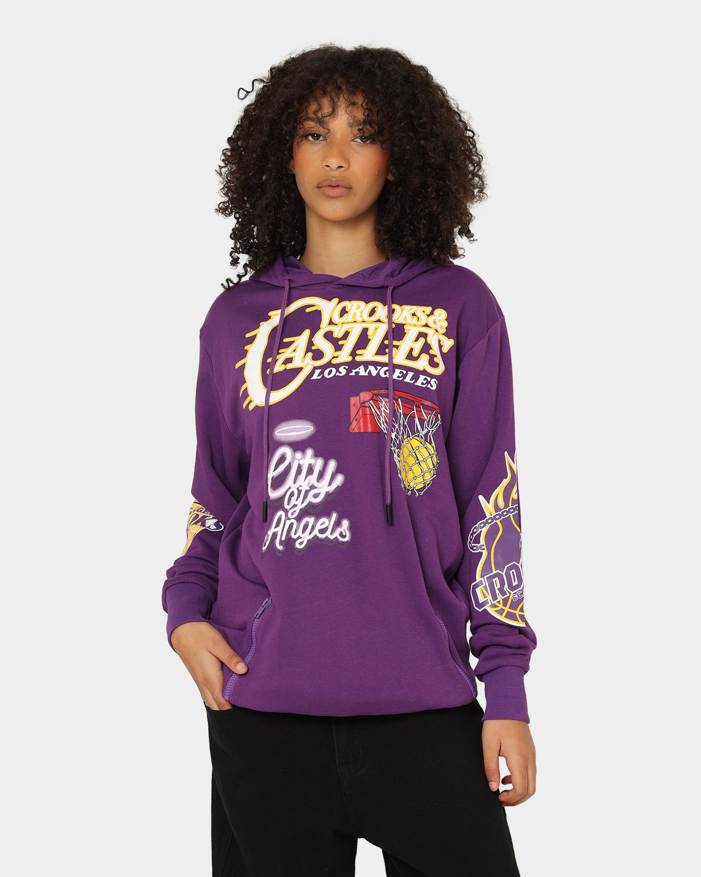 Crooks & Castles LA Serif Hoodie Purple sold by Culture Kings