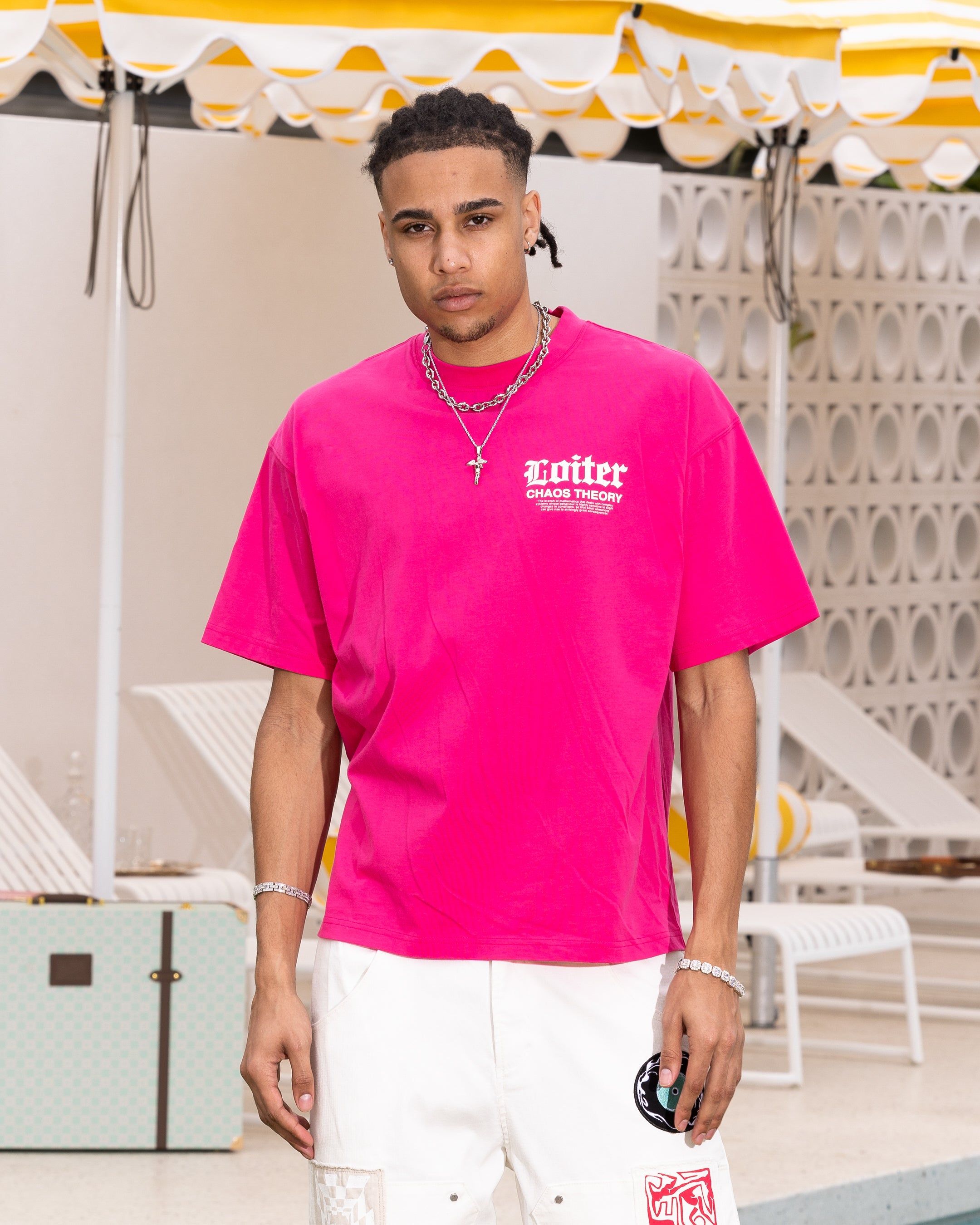 Loiter Chaos Theory T-Shirt Hot Pink sold by Culture Kings