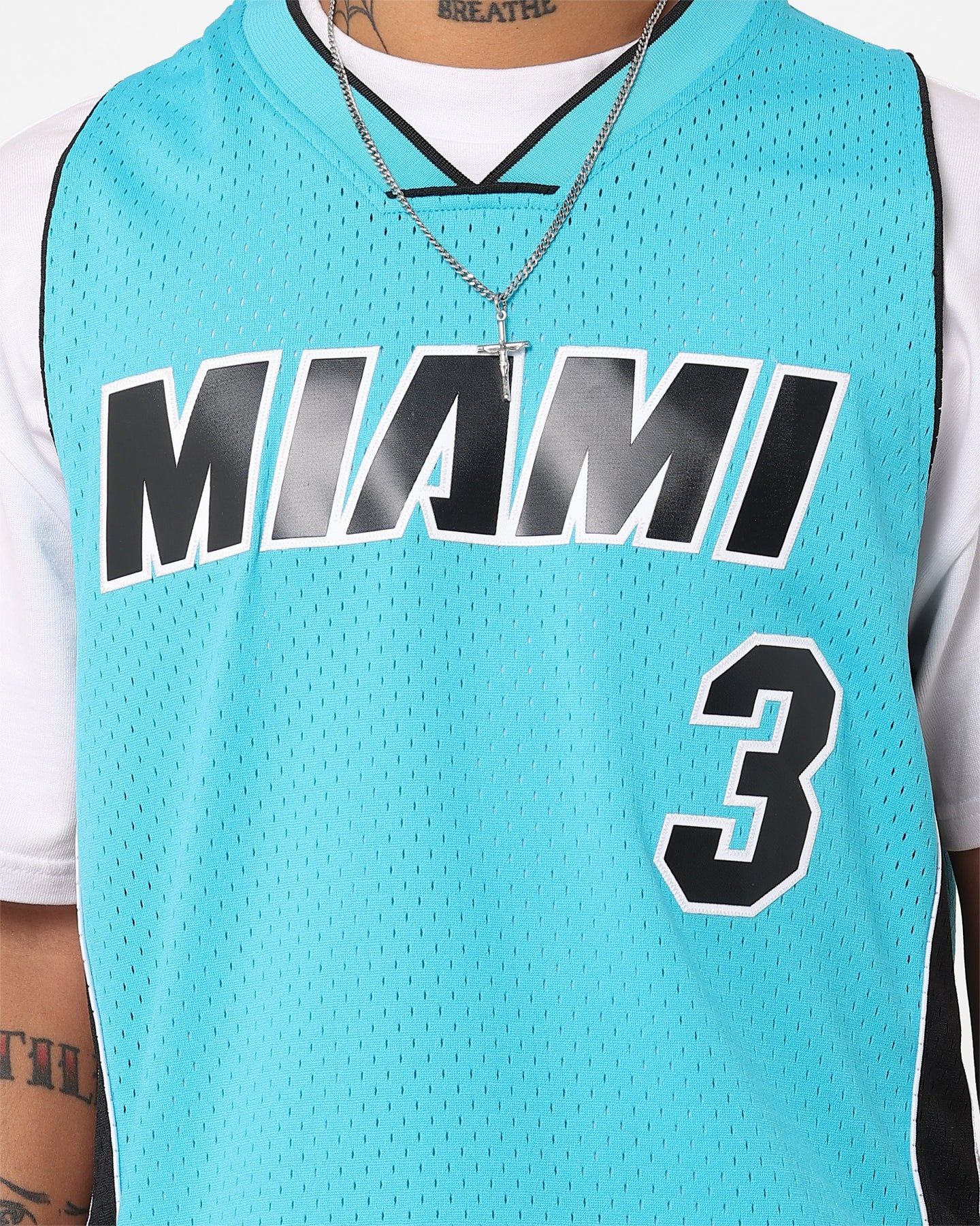 Mitchell & Ness Dwayne Wade Miami Heat Neon Tropical Swing Jersey Neon Blue sold by Culture Kings product image thumbnail 4