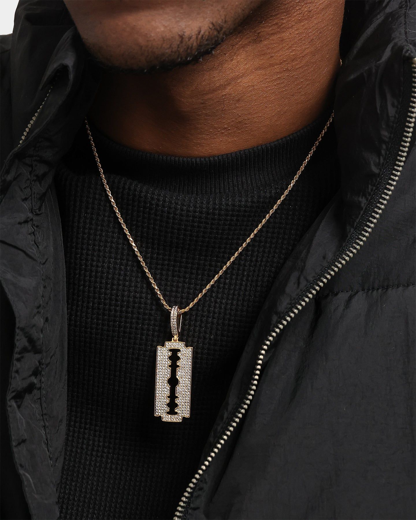 Saint Morta Iced Razor Pendant Iced Gold sold by Culture Kings