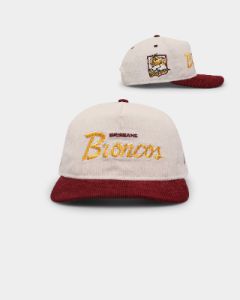 New Era Brisbane Broncos 'NRL Retro Script Corduroy' Golfer Snapback Chrome White sold by Culture Kings