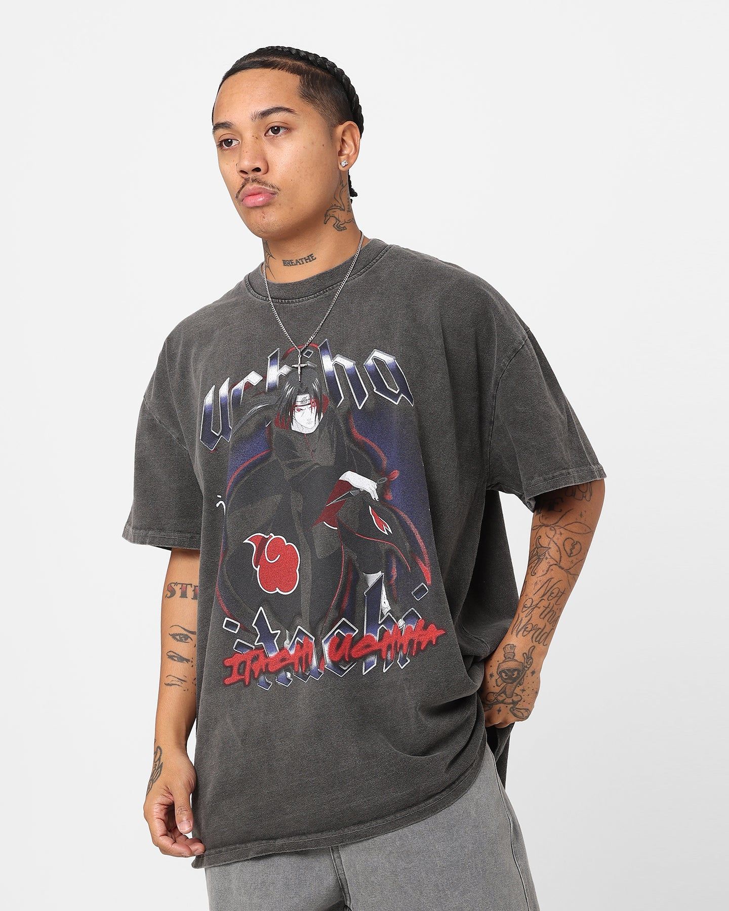 Goat Crew X Naruto Itachi Uchiha Heavyweight Vintage T-Shirt Black Wash sold by Culture Kings