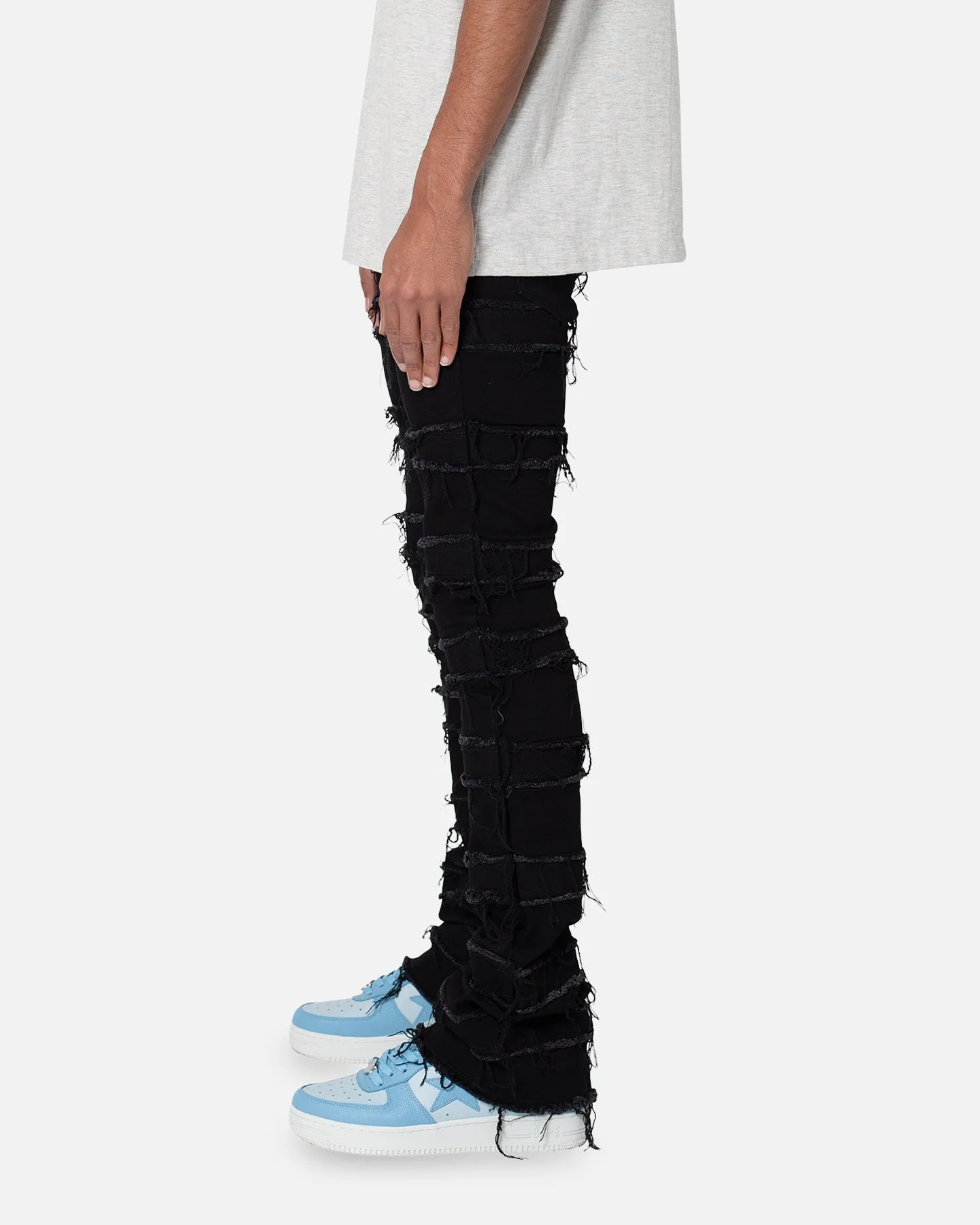 MNML X597 Distressed Skinny Flare Denim Jeans Black sold by Culture Kings product image thumbnail 3