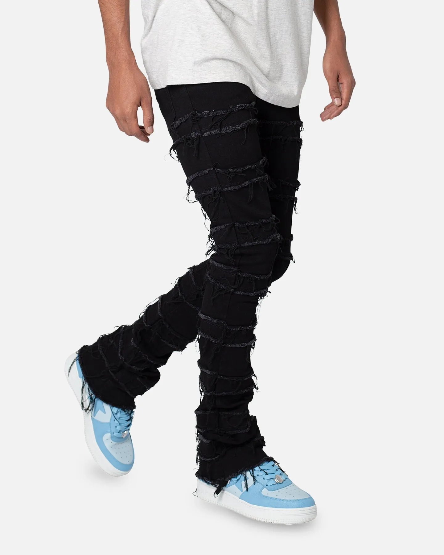 MNML X597 Distressed Skinny Flare Denim Jeans Black sold by Culture Kings product image thumbnail 5
