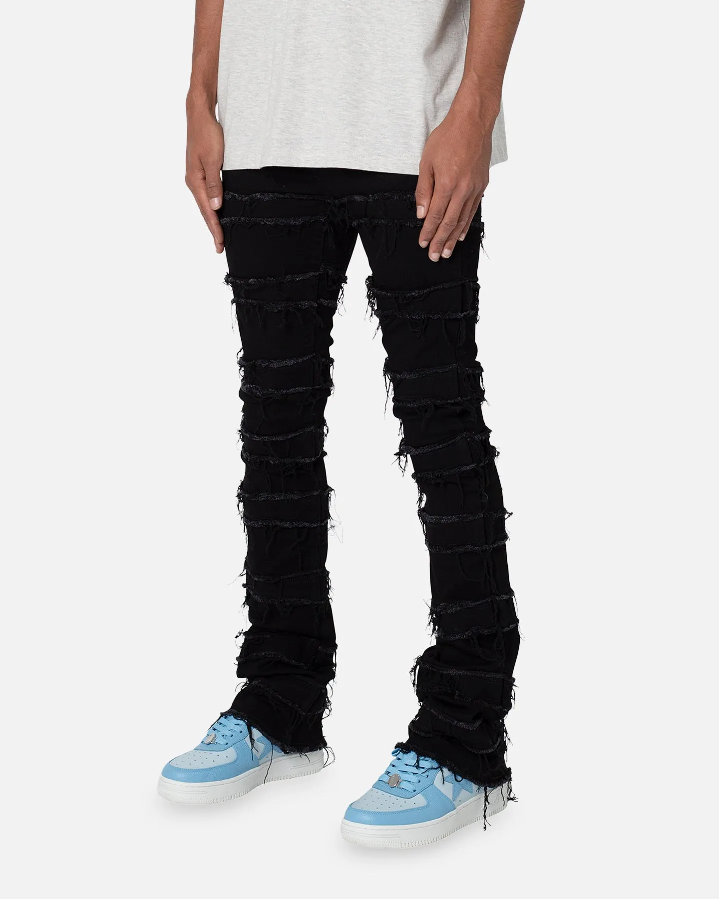 MNML X597 Distressed Skinny Flare Denim Jeans Black sold by Culture Kings product image thumbnail 2