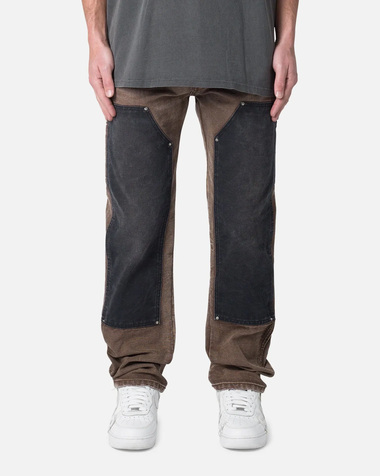 MNML Contrast Double Knee Denim Jeans Brown sold by Culture Kings