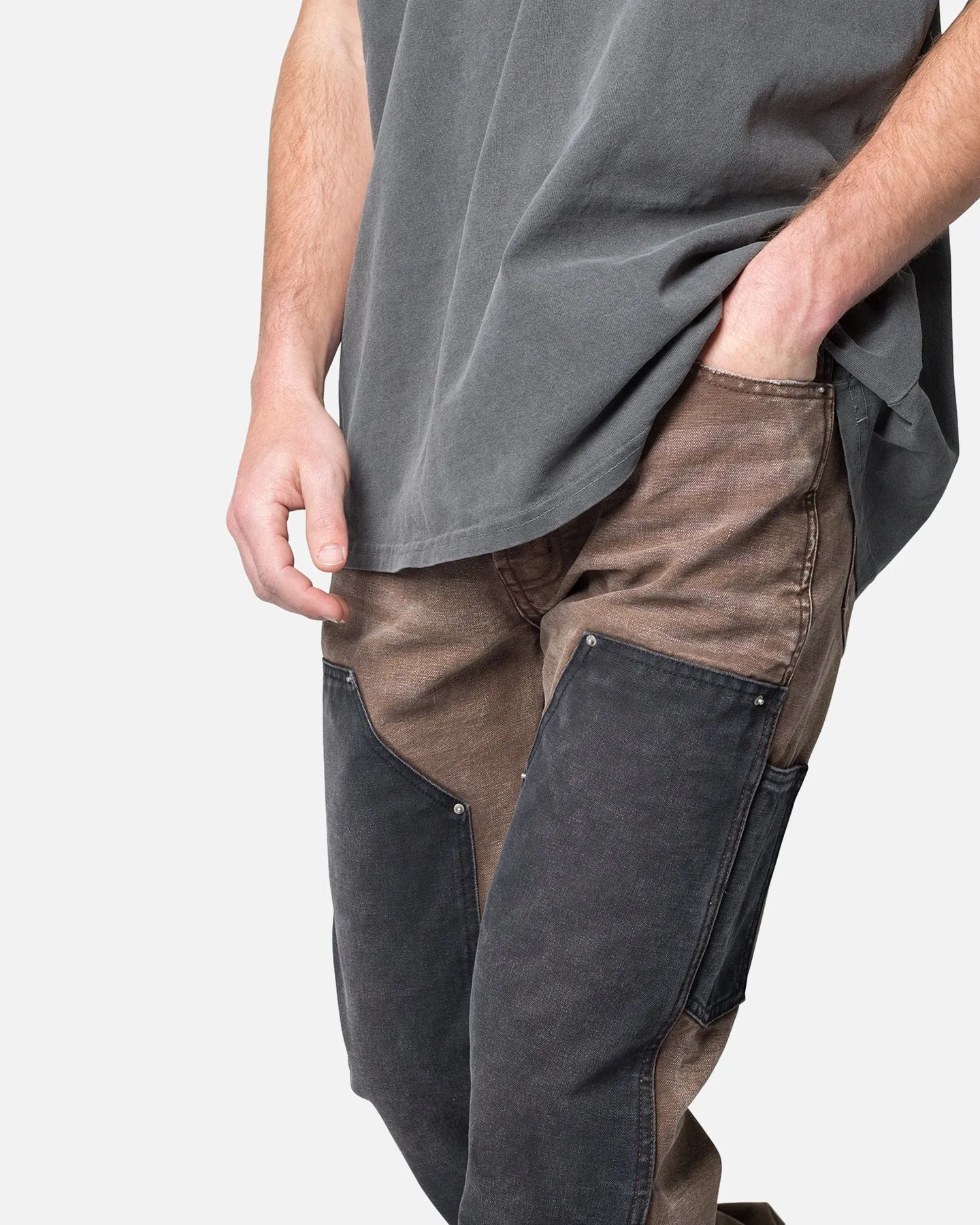 MNML Contrast Double Knee Denim Jeans Brown sold by Culture Kings product image thumbnail 5