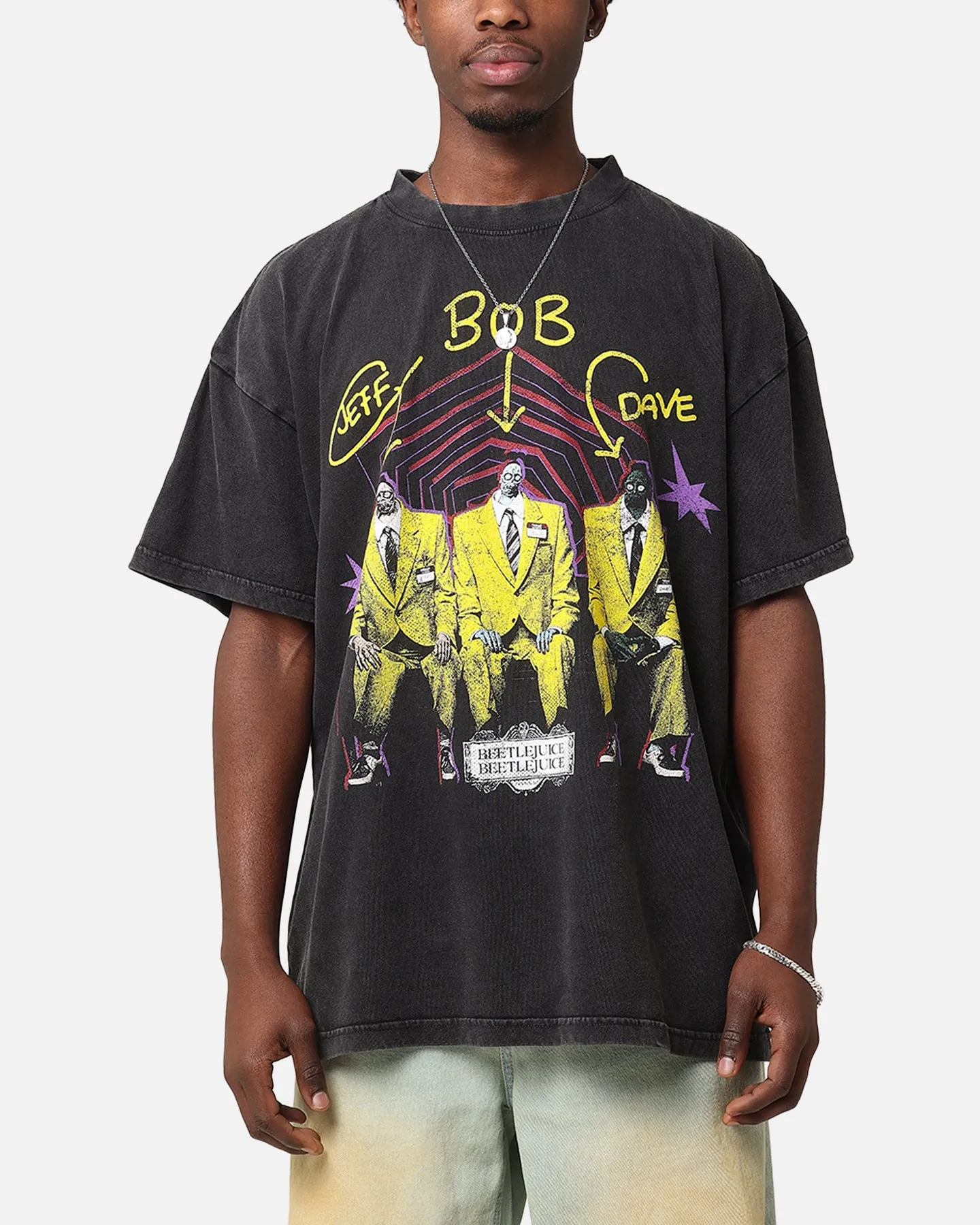 Goat Crew X Beetlejuice Jeff Bob Dave Vintage T-Shirt Black Acidwash sold by Culture Kings