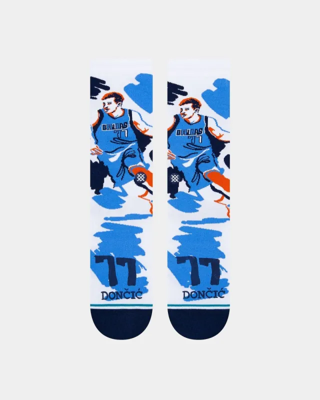 Stance X NBA Dallas Mavericks Luka Dončić Paint Luka Crewcut Socks White sold by Culture Kings