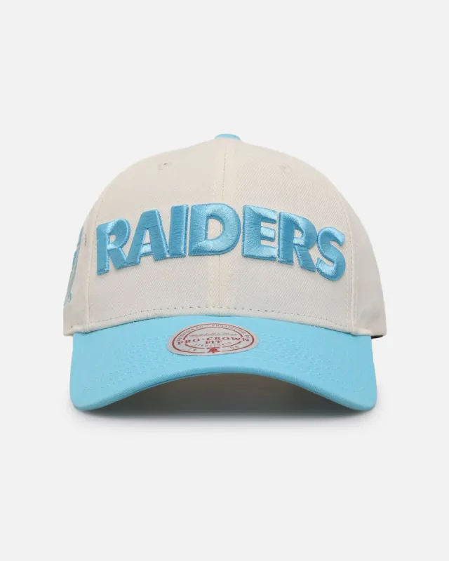 Mitchell & Ness Las Vegas Raiders 'Sky Blue' Pro Crown Snapback White Cream/Blue sold by Culture Kings
