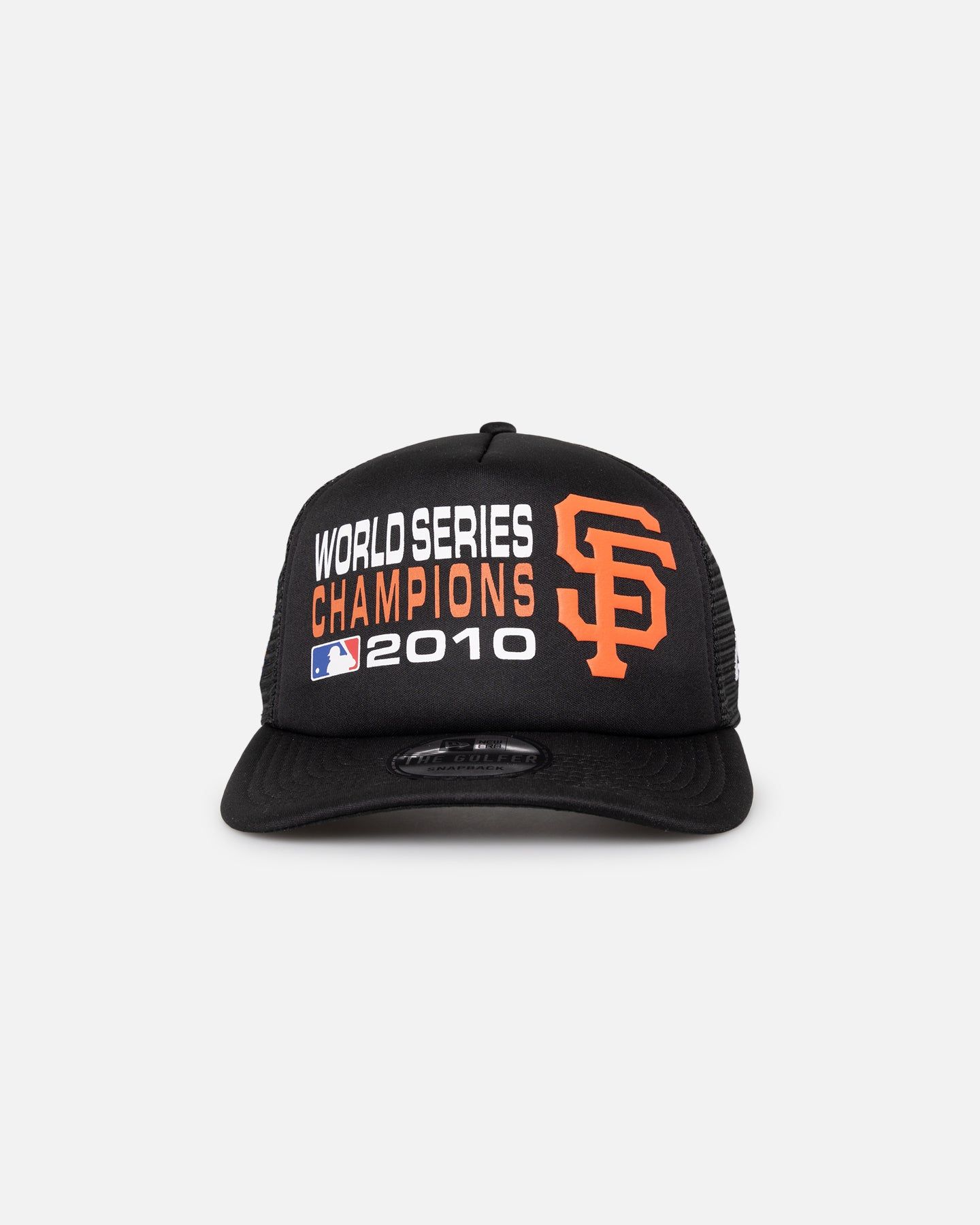 New Era San Francisco Giants 'Puff Print' Pre-Curved Golfer Trucker Snapback Black sold by Culture Kings