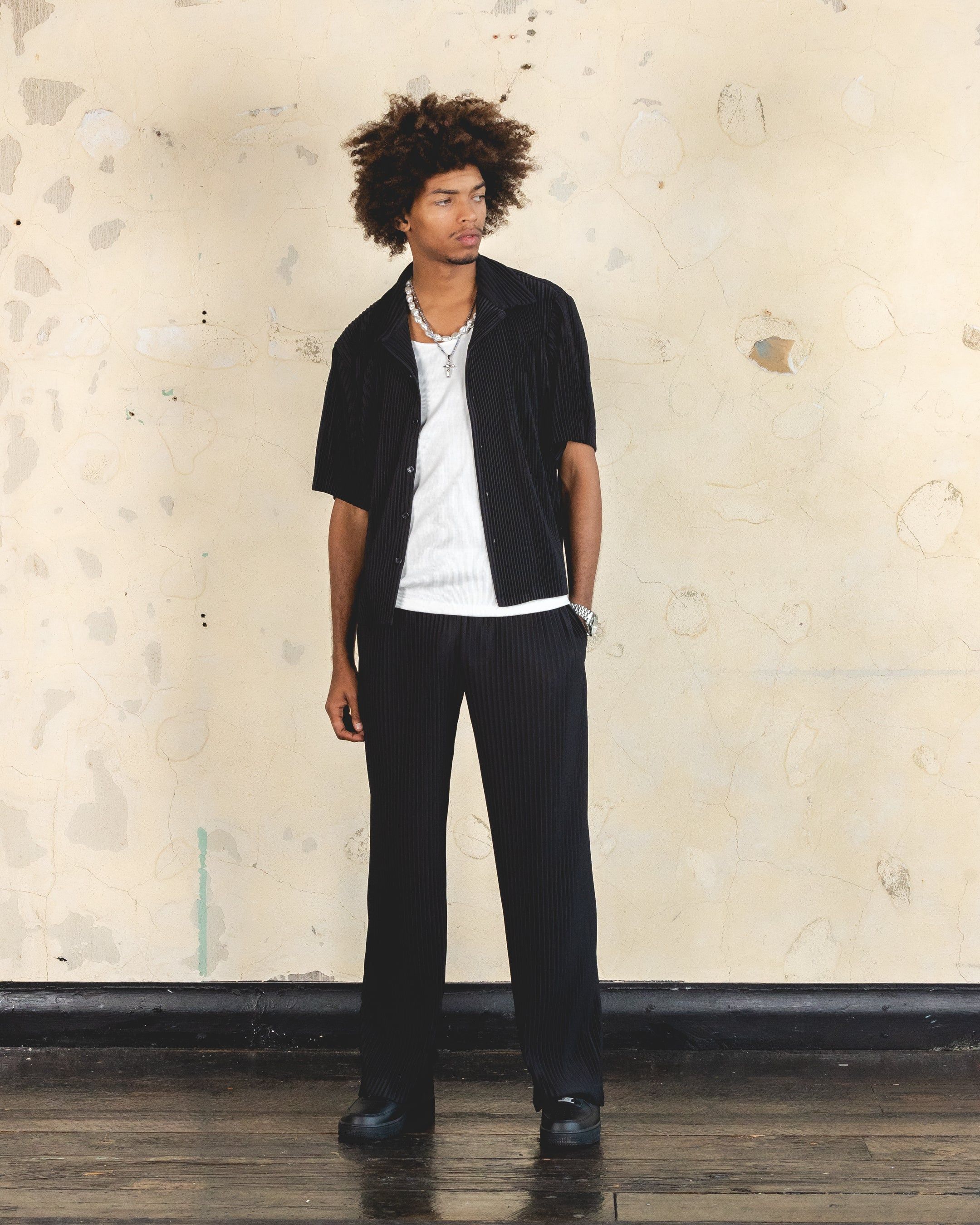 404 Harbour Plisse Button Up Shirt Black sold by Culture Kings product image thumbnail 2