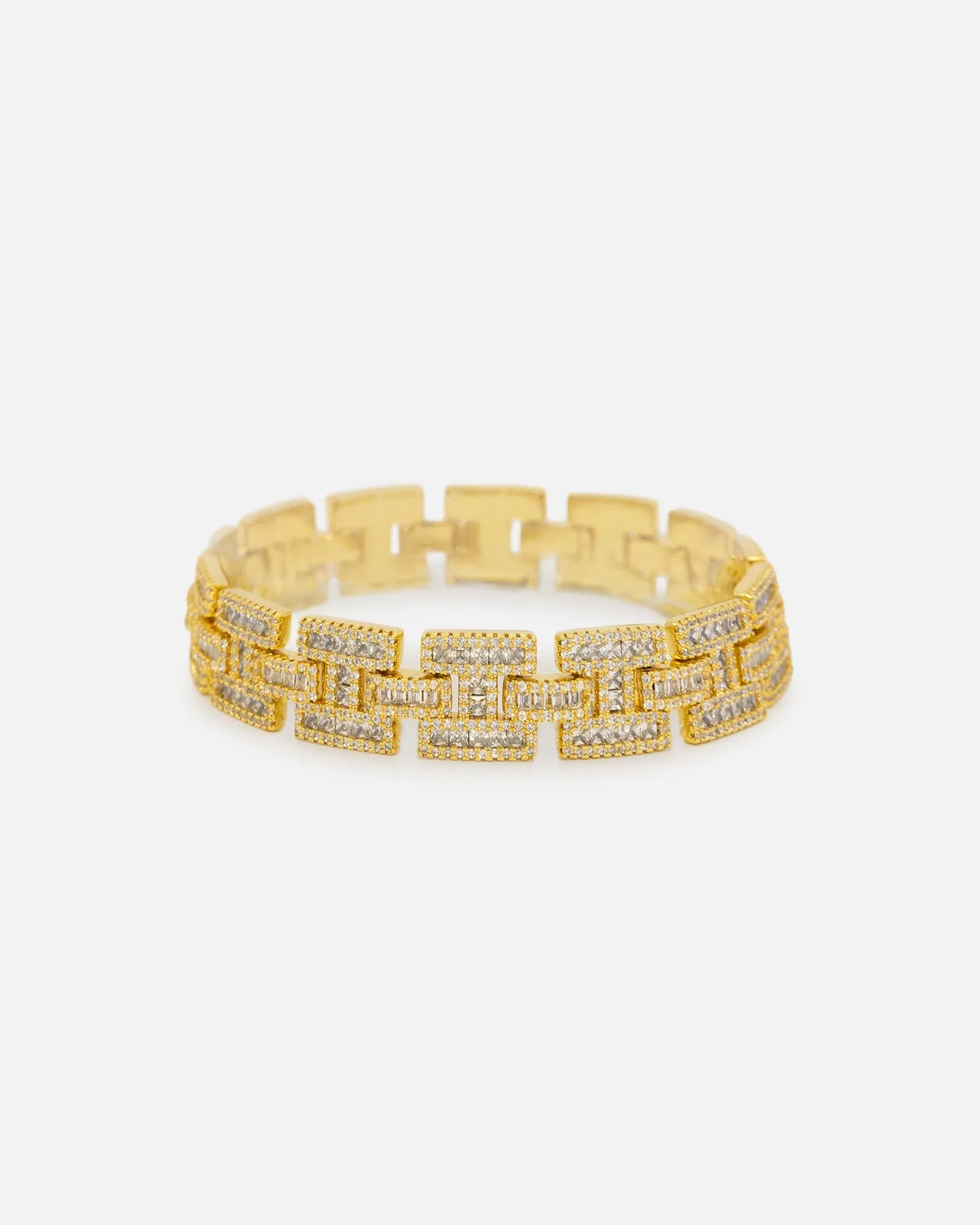 Saint Morta Baguette Interlink Bracelet Iced Gold sold by Culture Kings