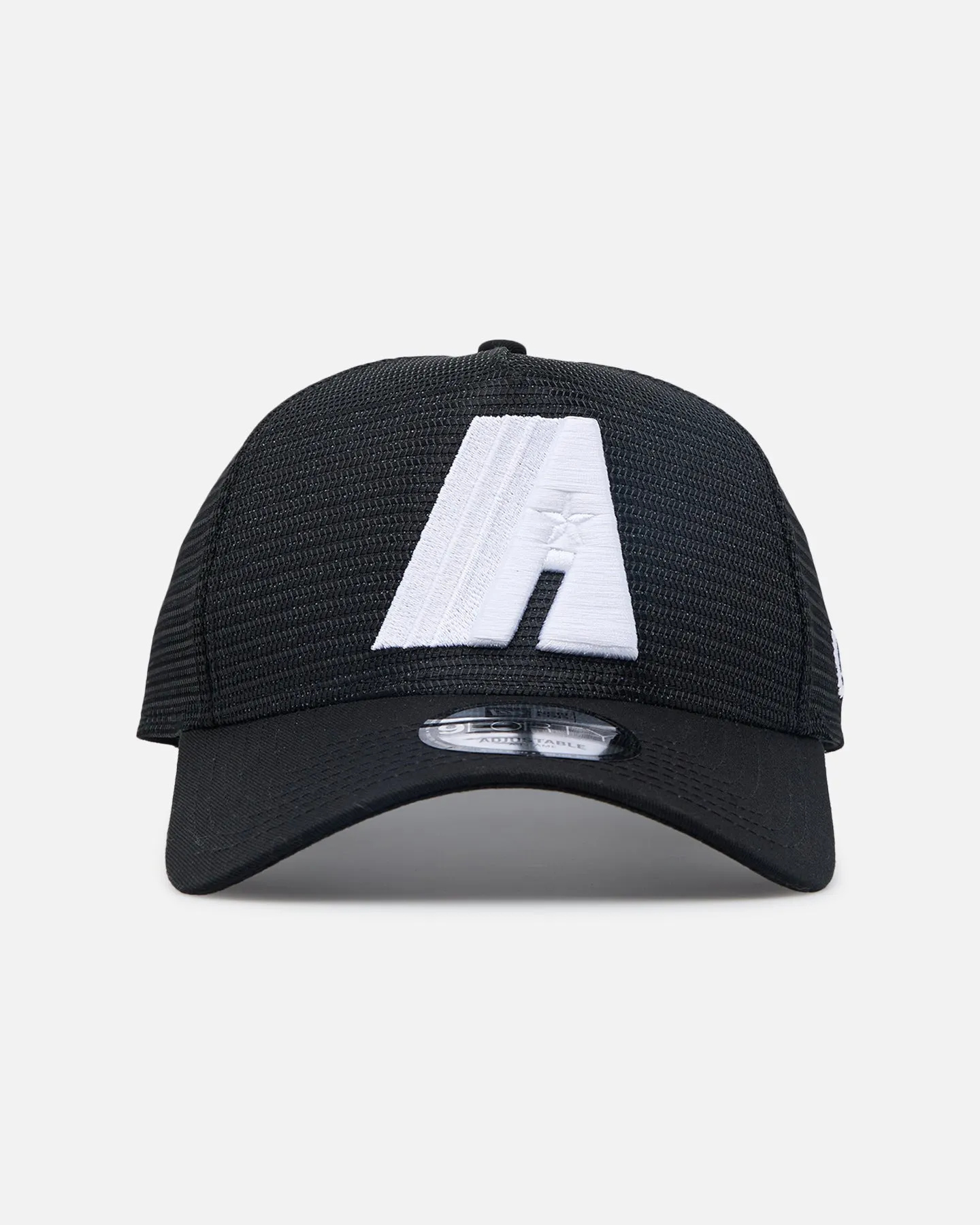New Era Houston Astros 'Black All Over Mesh' 9FORTY A-Frame Trucker Snapback Black Rigid/Black sold by Culture Kings