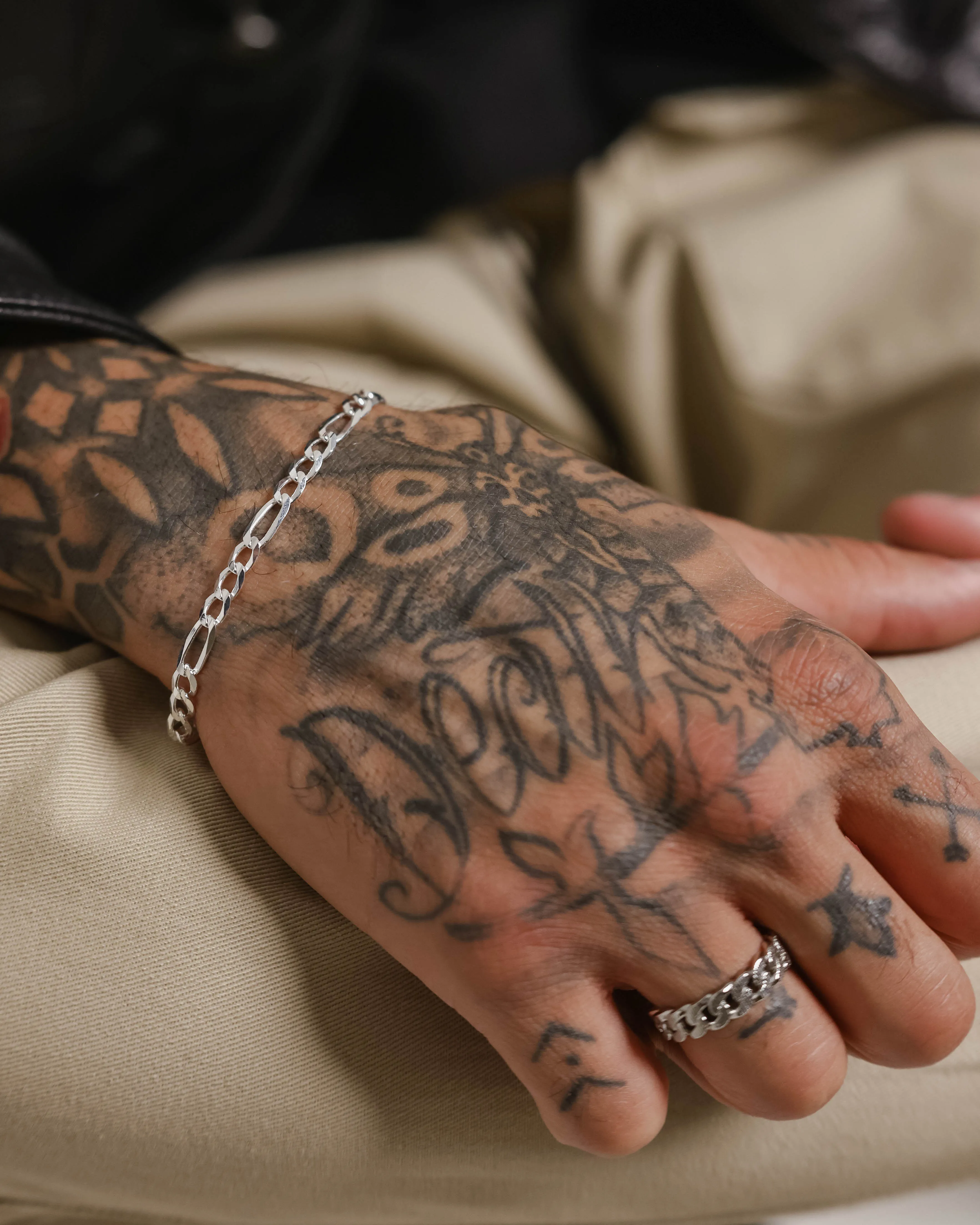 House Of Auric 4.8mm Figaro Bracelet Sterling Silver sold by Culture Kings