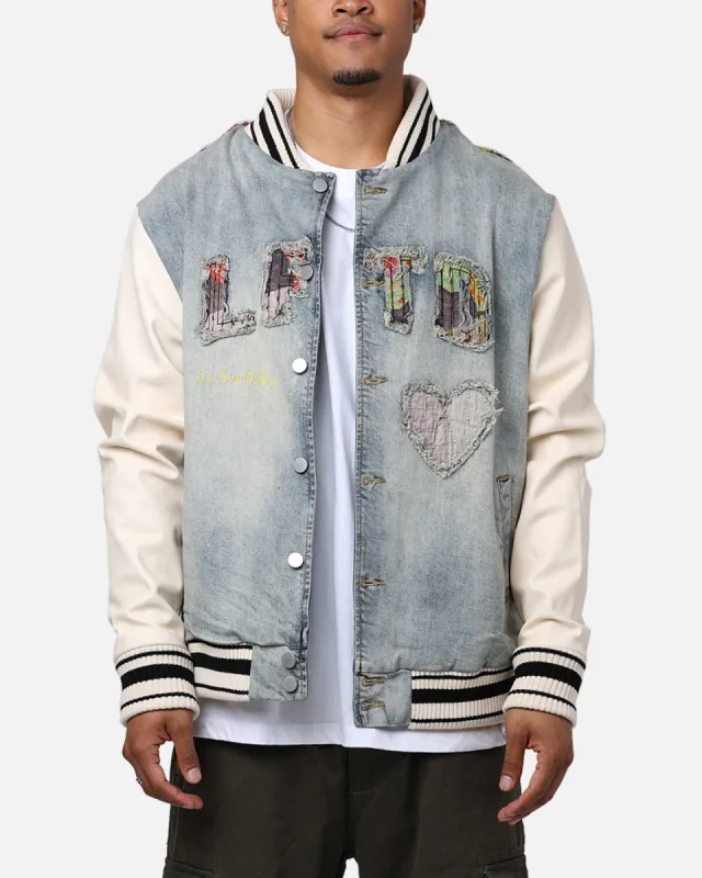 Lifted Anchors "Martina" Boro Denim Varsity Jacket Denim/Cream sold by Culture Kings