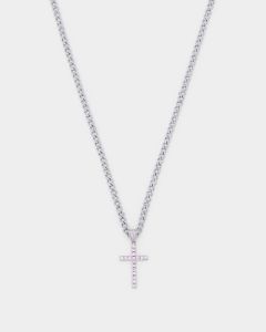 NXS Classic Mini Cross Pendant White Gold/Pink sold by Culture Kings