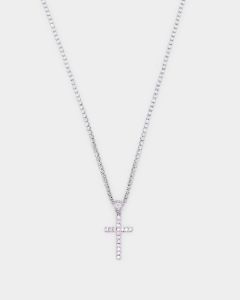 NXS Classic Mini Cross Pendant White Gold/Pink sold by Culture Kings