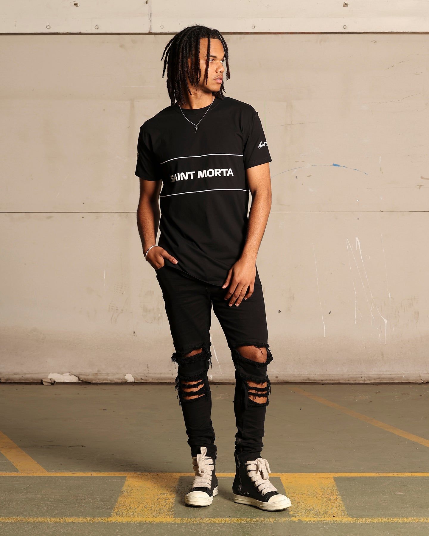 Saint Morta Moto Lafayette T-Shirt Black/White sold by Culture Kings product image thumbnail 3