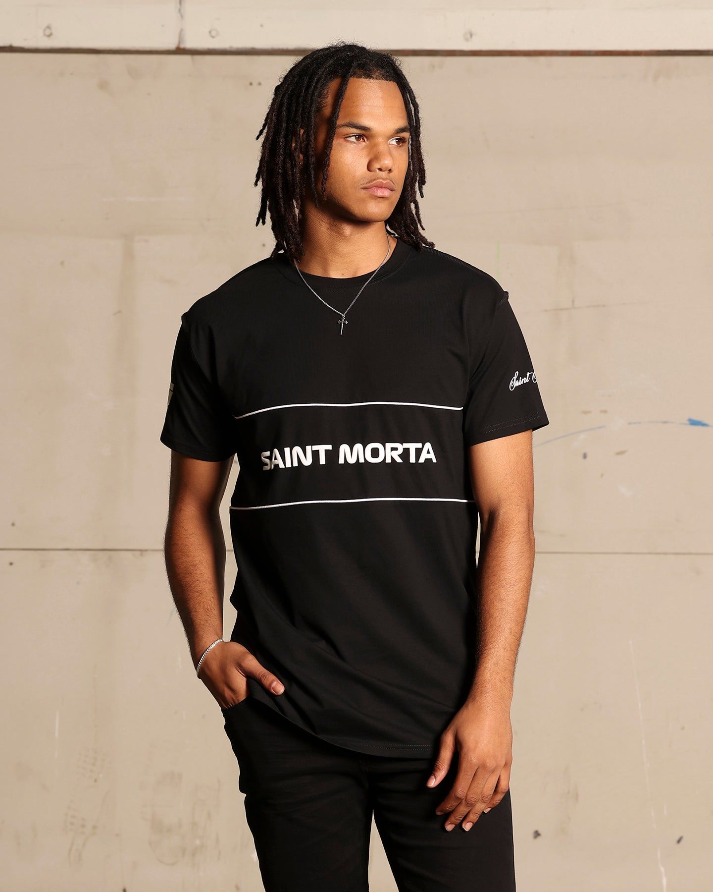 Saint Morta Moto Lafayette T-Shirt Black/White sold by Culture Kings