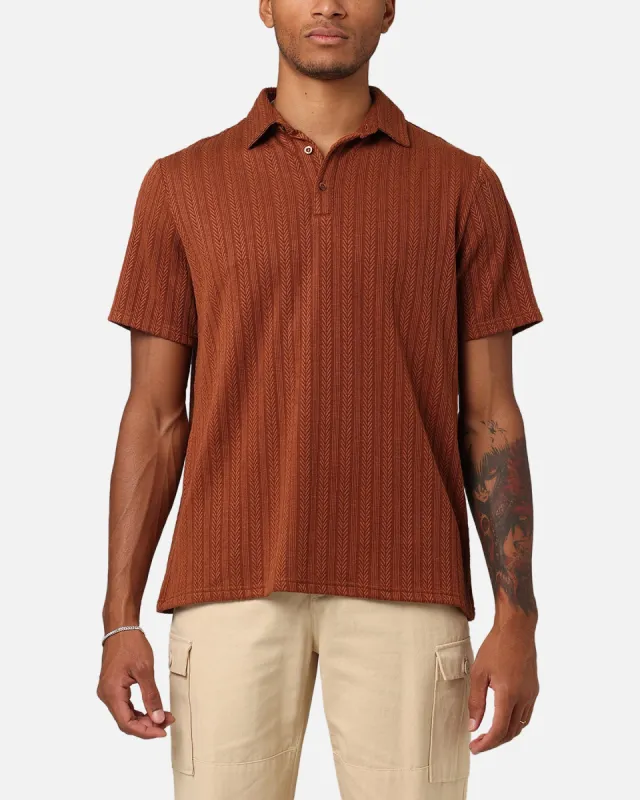 XXIII Herringbone Cable Polo Shirt Brown sold by Culture Kings