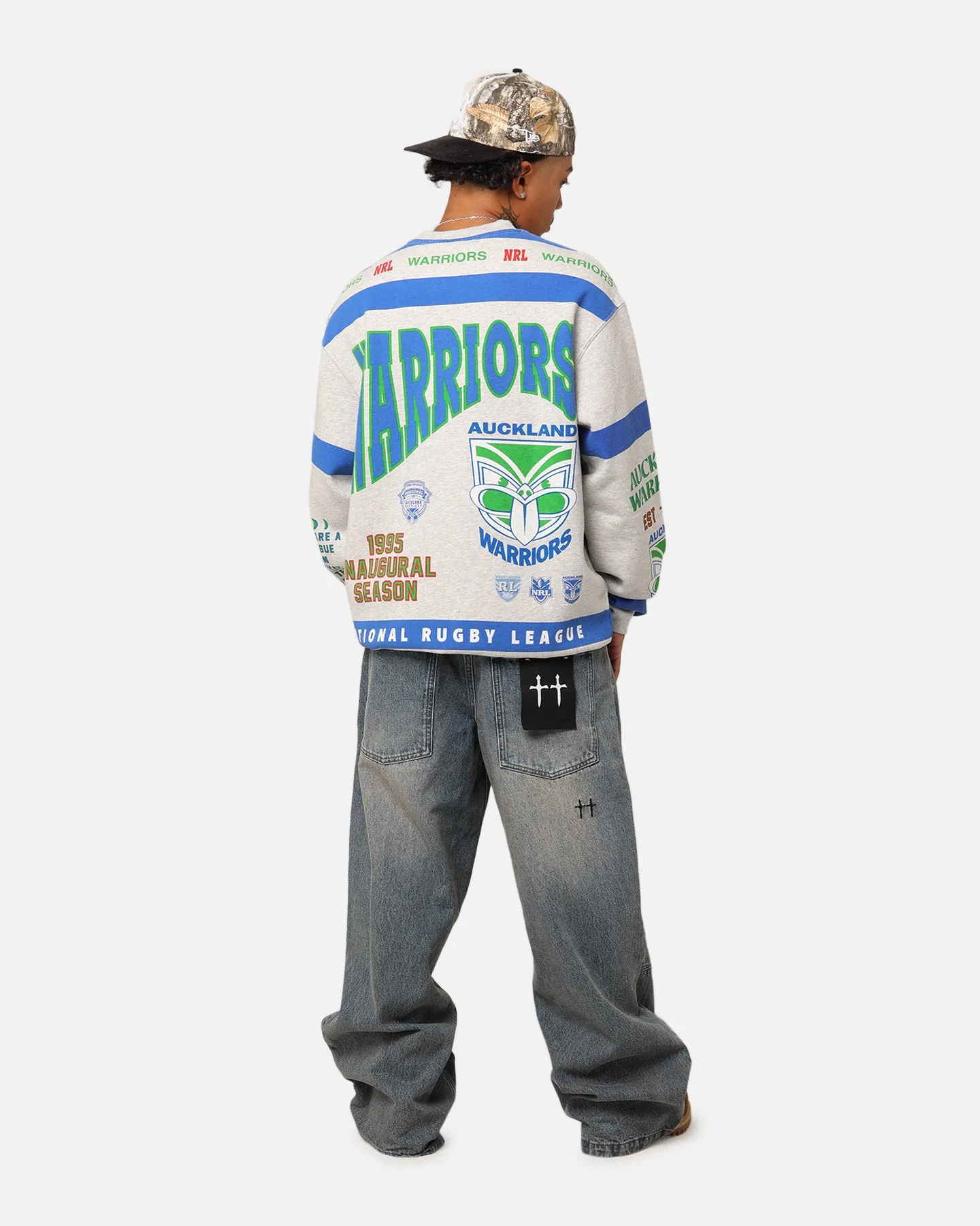 Mitchell & Ness New Zealand Warriors Team Crewneck Grey Marle sold by Culture Kings product image thumbnail 2