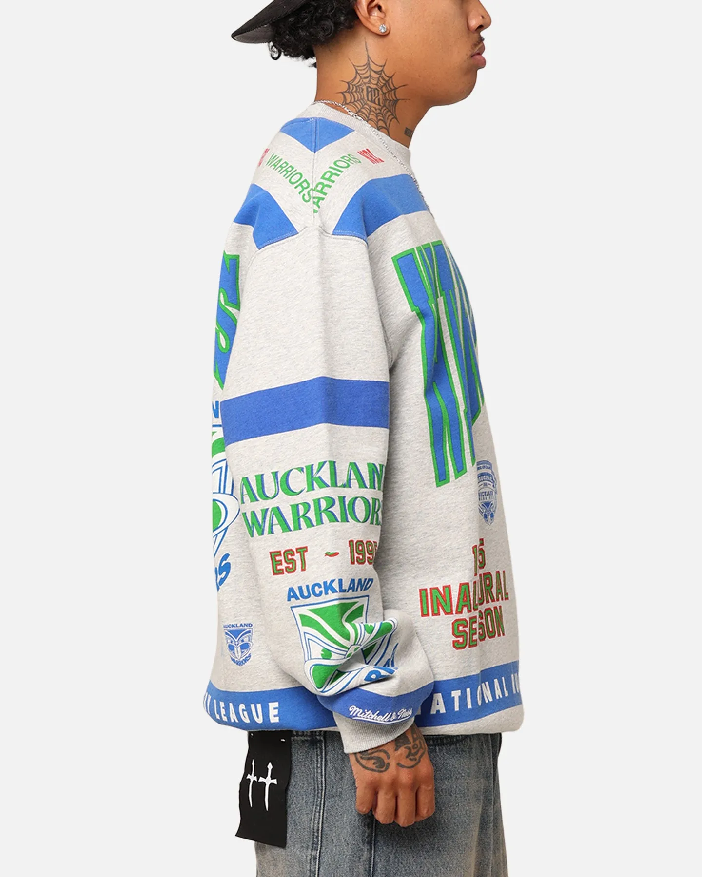 Mitchell & Ness New Zealand Warriors Team Crewneck Grey Marle sold by Culture Kings product image thumbnail 5