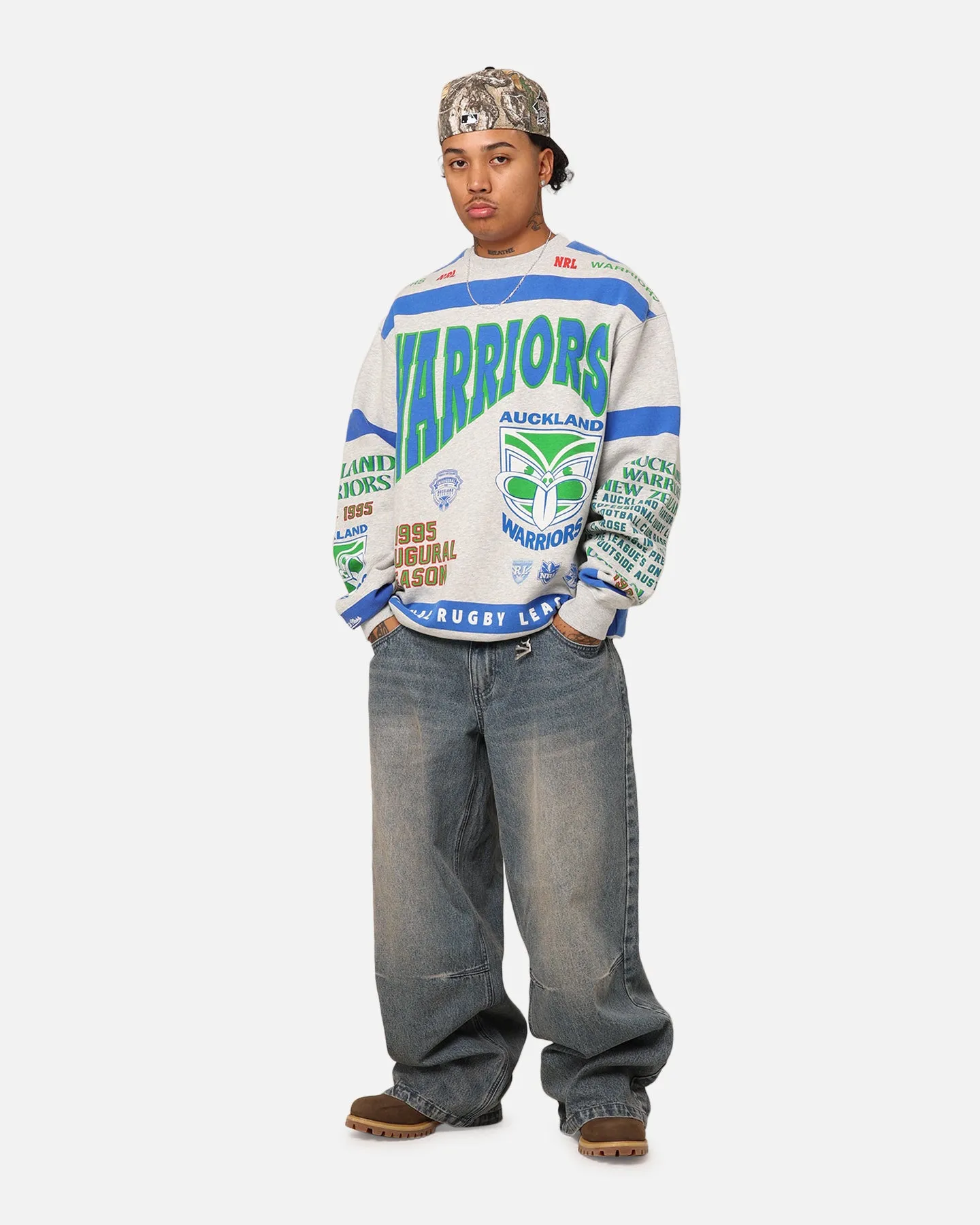 Mitchell & Ness New Zealand Warriors Team Crewneck Grey Marle sold by Culture Kings product image thumbnail 4