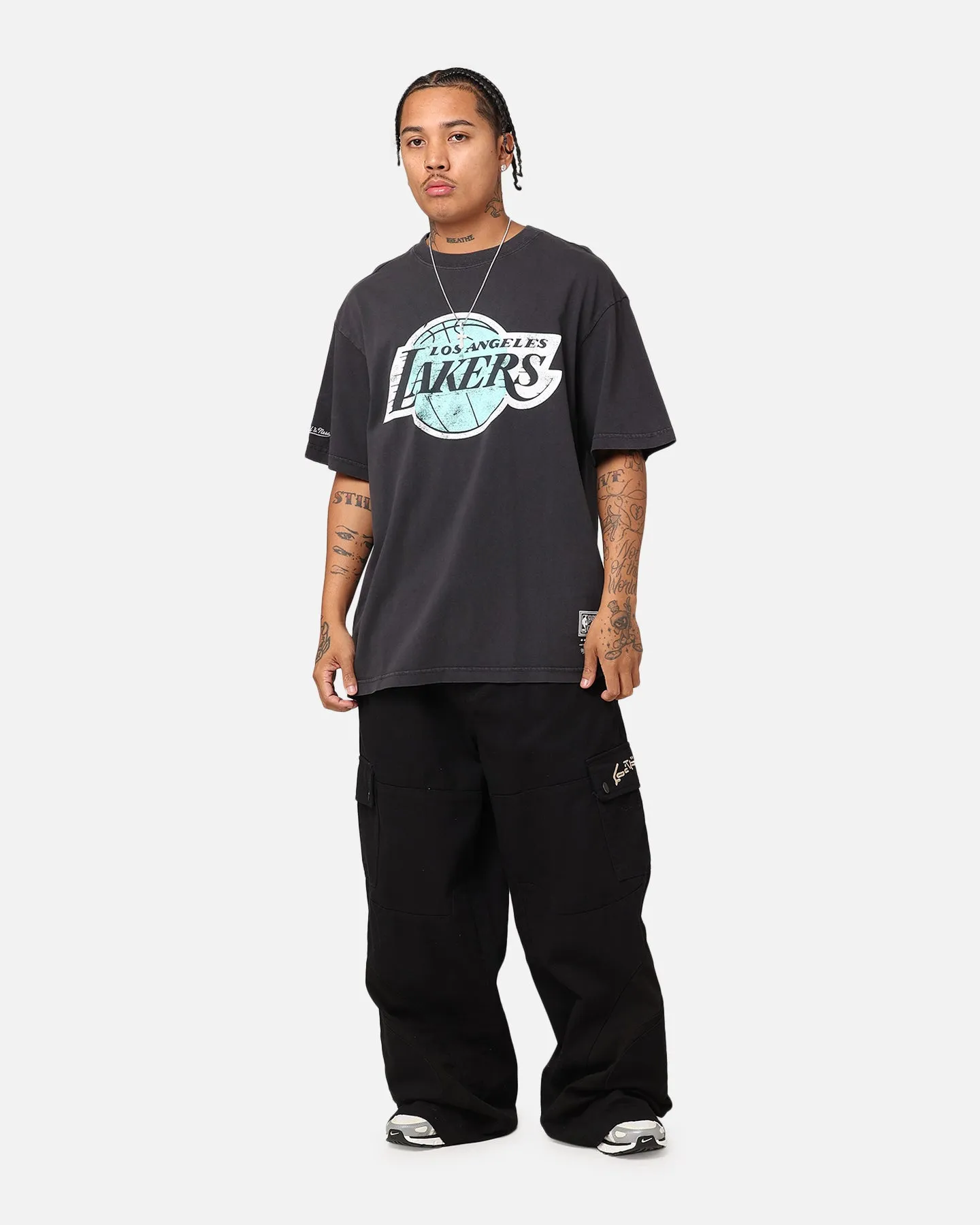 Mitchell & Ness Los Angeles Lakers Ice Blue Logo T-Shirt Faded Black sold by Culture Kings product image thumbnail 2