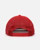 New Era Atlanta Braves 'Podium Collection' Pre-Curved Golfer Trucker Snapback Scarlet/Metallic Gold sold by Culture Kings