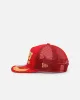New Era Atlanta Braves 'Podium Collection' Pre-Curved Golfer Trucker Snapback Scarlet/Metallic Gold sold by Culture Kings