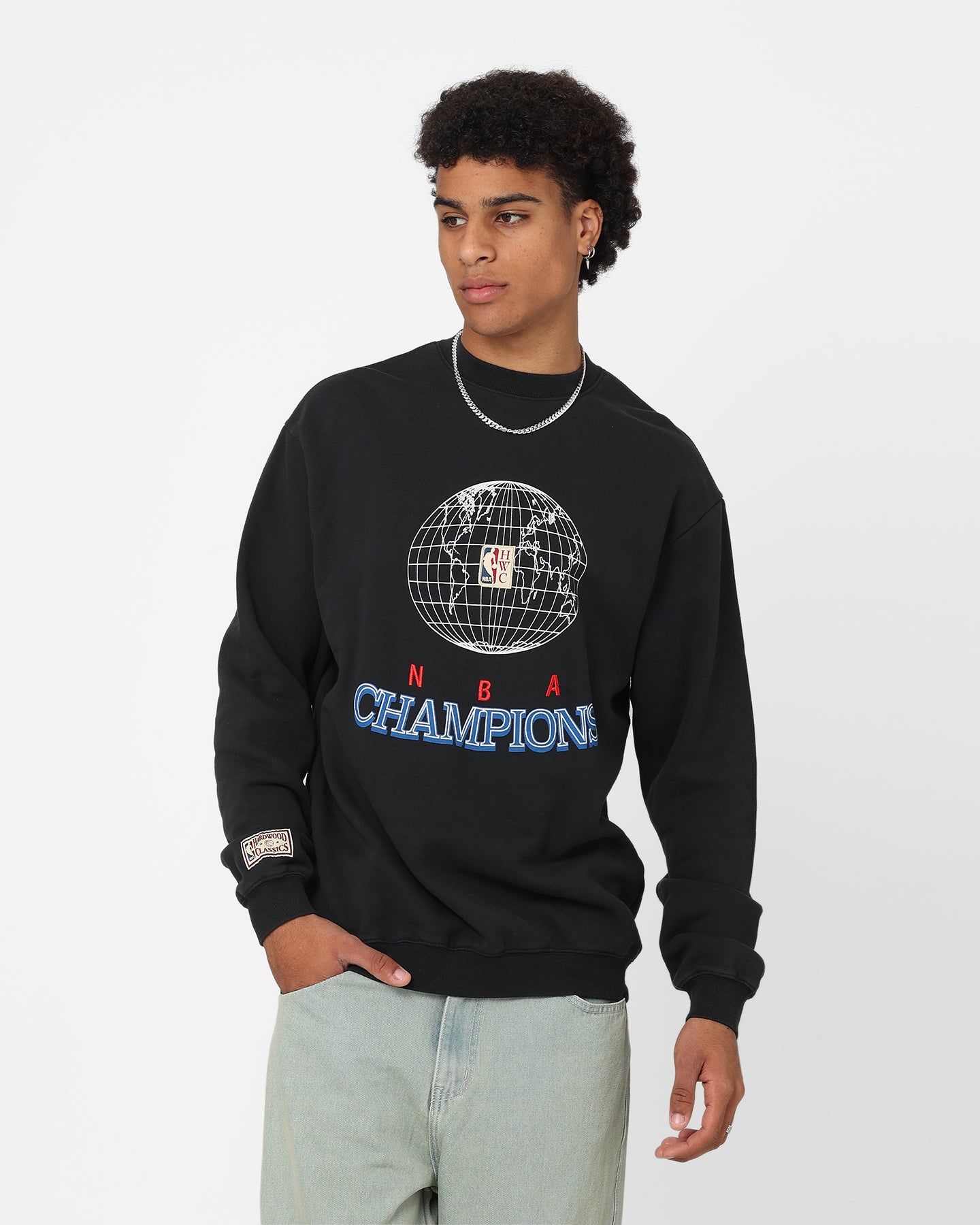 Mitchell & Ness NBA World Champions Vintage Crewneck Faded Black sold by Culture Kings