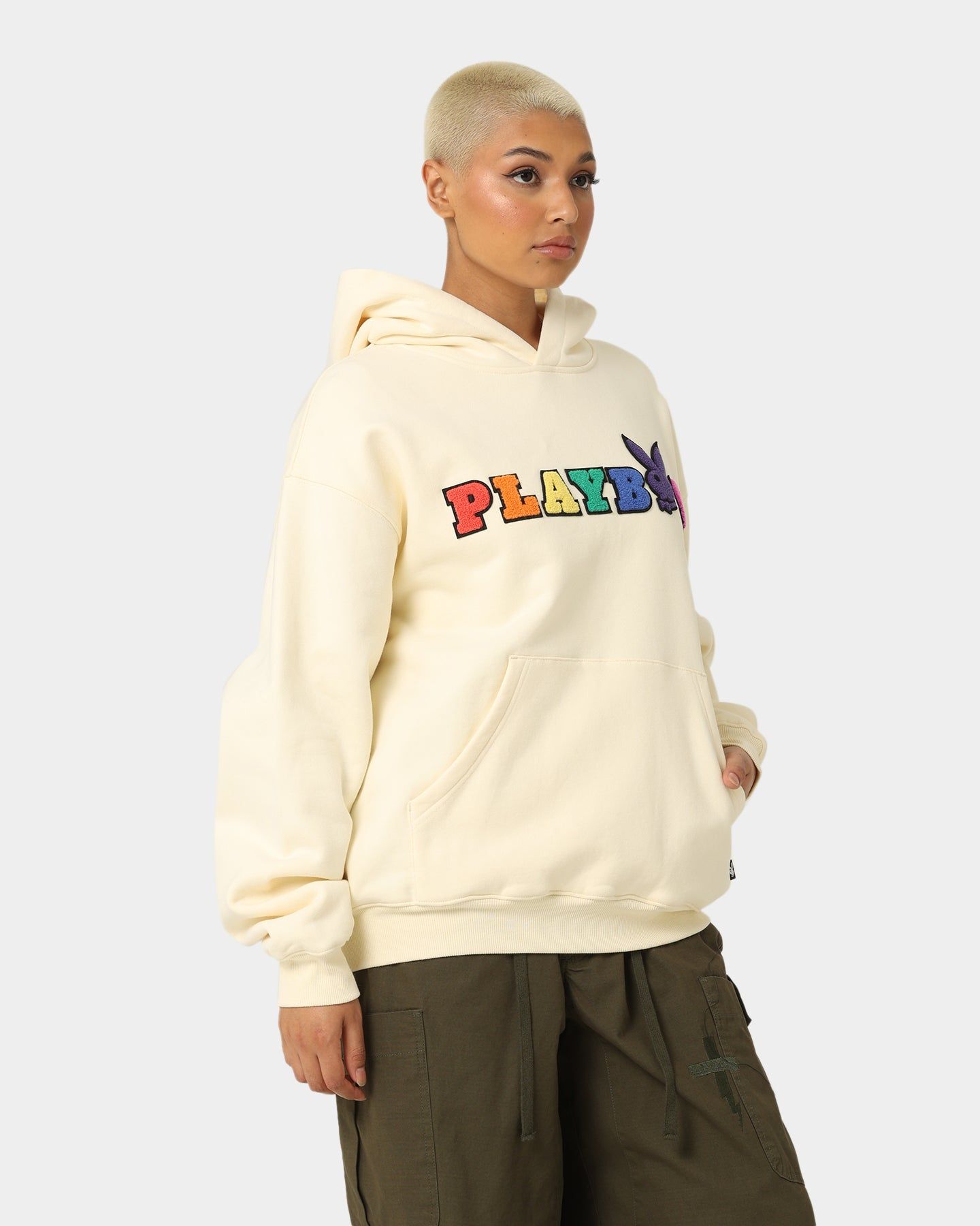 Playboy By CK Chenille Wordmark Hoodie Off White sold by Culture Kings product image thumbnail 6