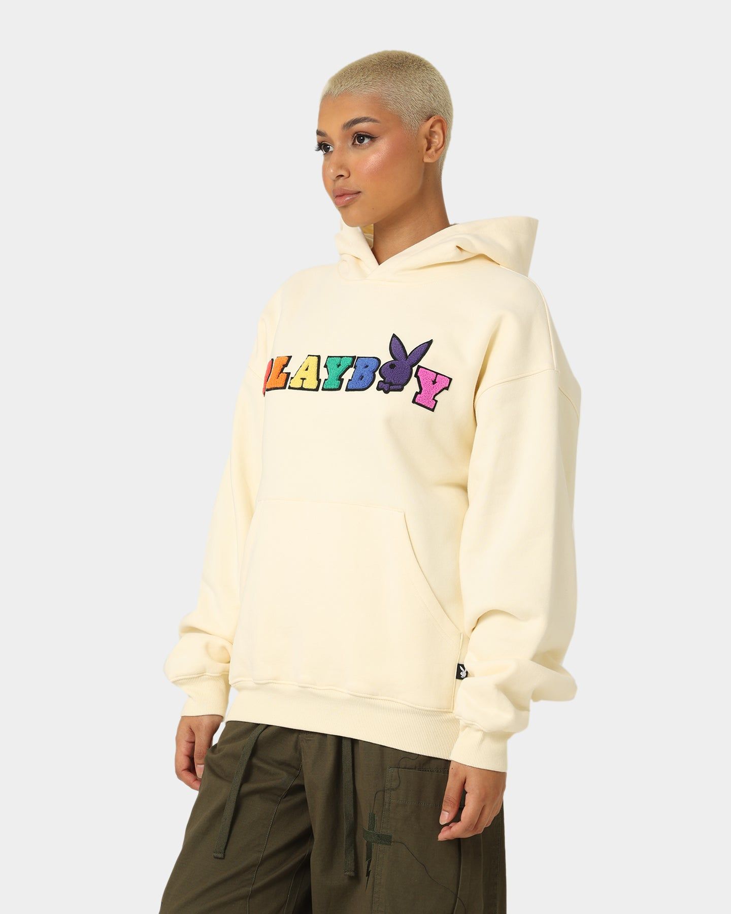 Playboy By CK Chenille Wordmark Hoodie Off White sold by Culture Kings product image thumbnail 7