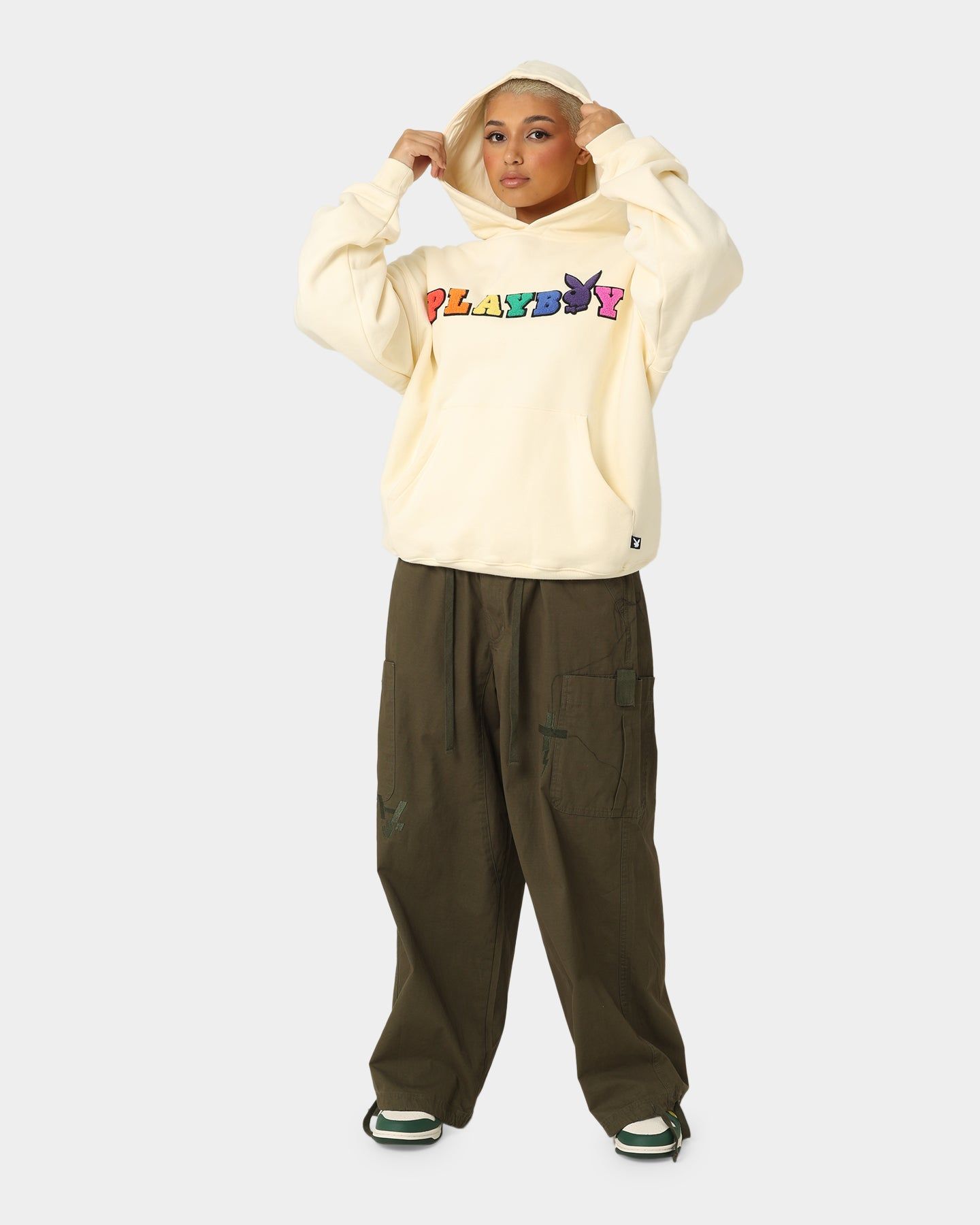 Playboy By CK Chenille Wordmark Hoodie Off White sold by Culture Kings product image thumbnail 3