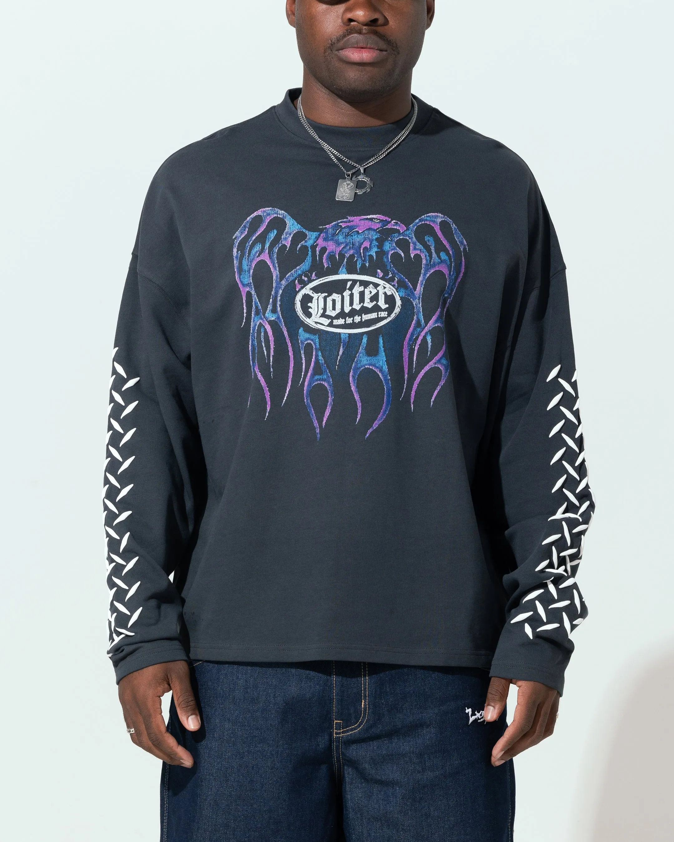 Loiter Repressed Box Long Sleeve T-Shirt Charcoal | Parallel