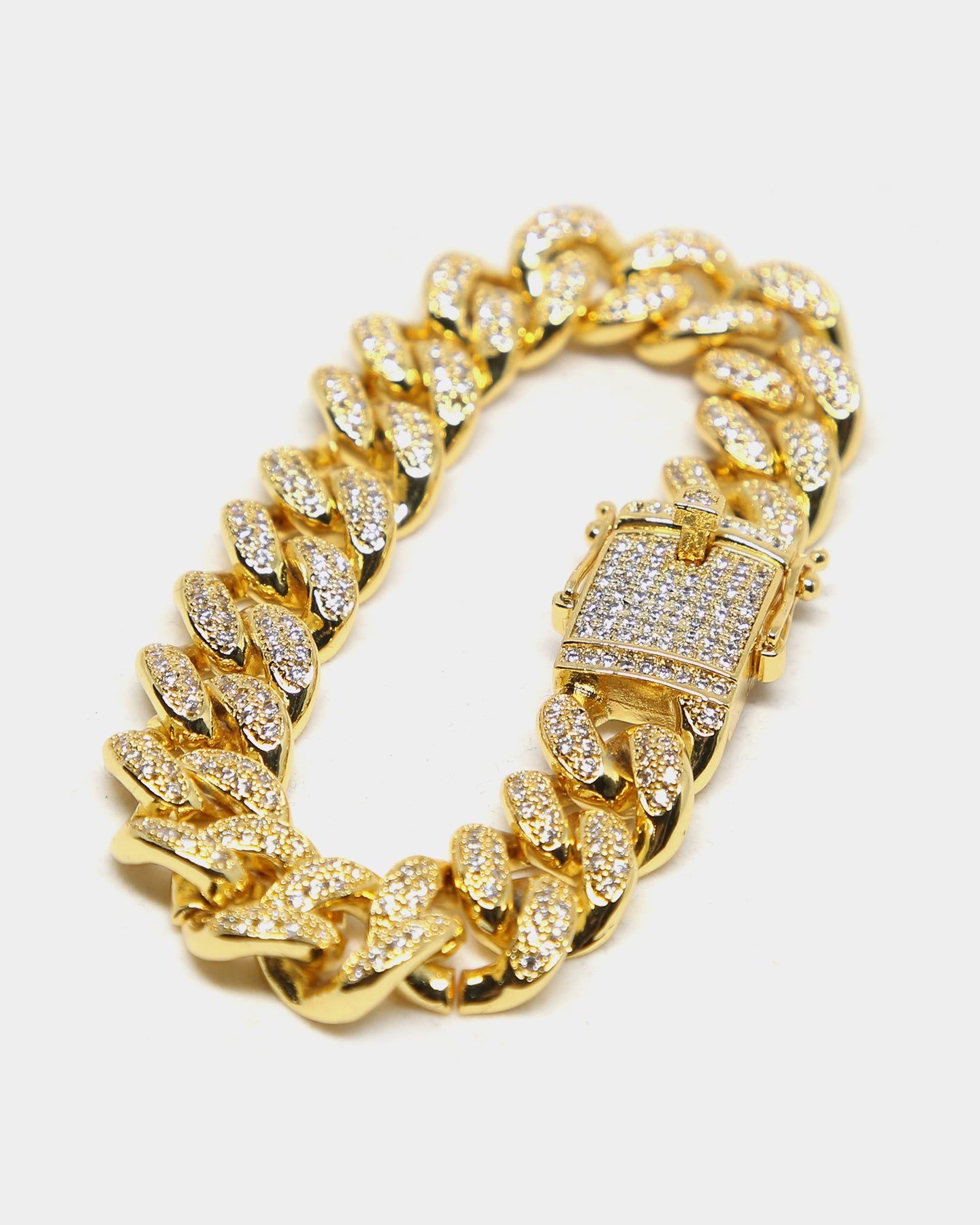 Saint Morta Diamond 7" Cuban Link Bracelet 12MM Gold Plated sold by Culture Kings product image thumbnail 2