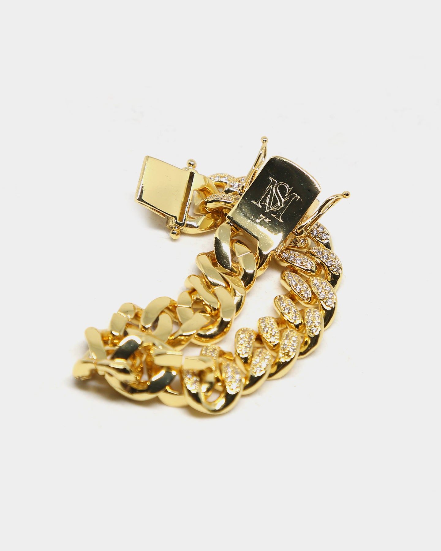 Saint Morta Diamond 7" Cuban Link Bracelet 12MM Gold Plated sold by Culture Kings product image thumbnail 3